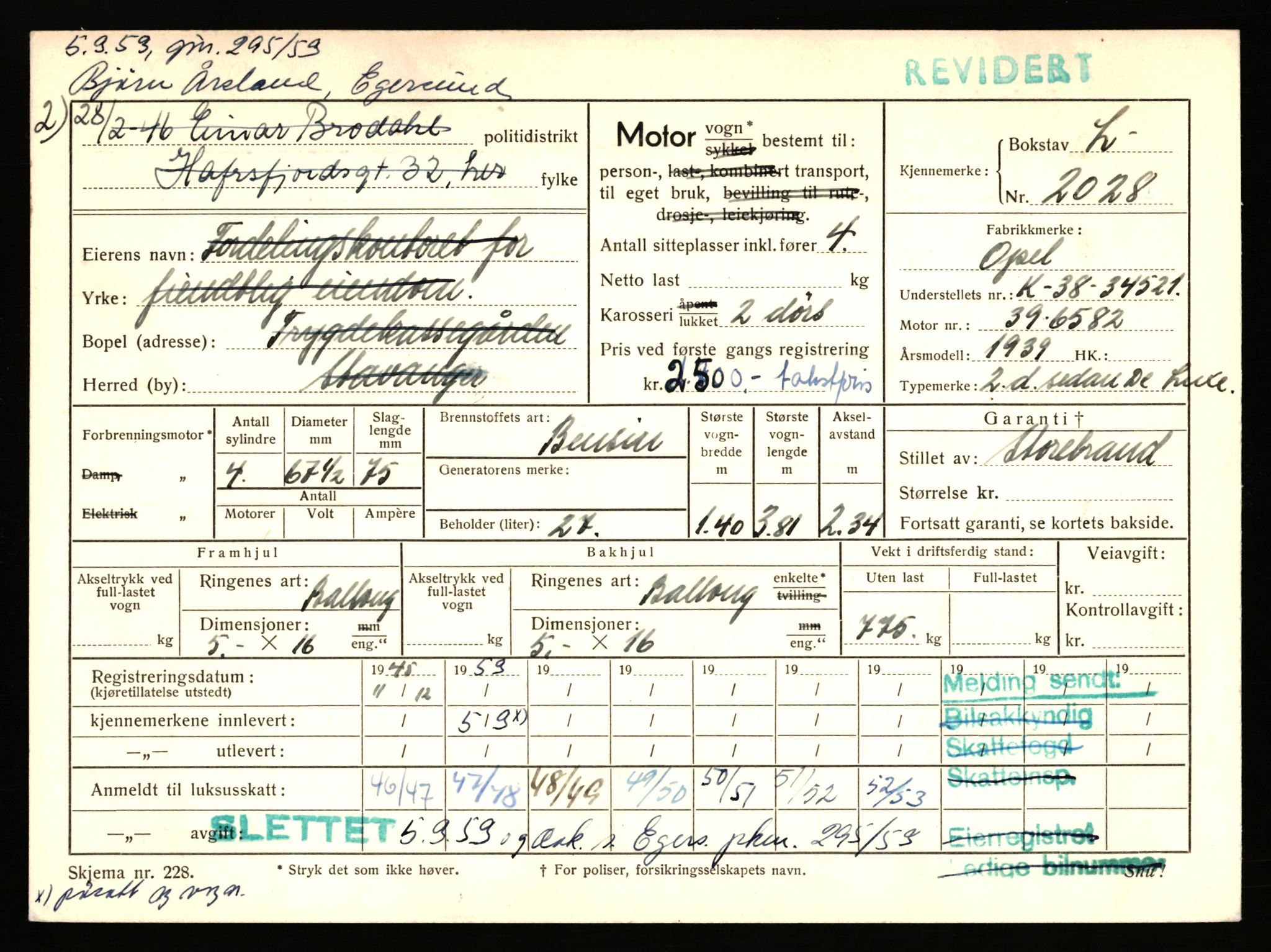 Stavanger trafikkstasjon, AV/SAST-A-101942/0/F/L0006: L-1700 - L-2149, 1930-1971, s. 1395