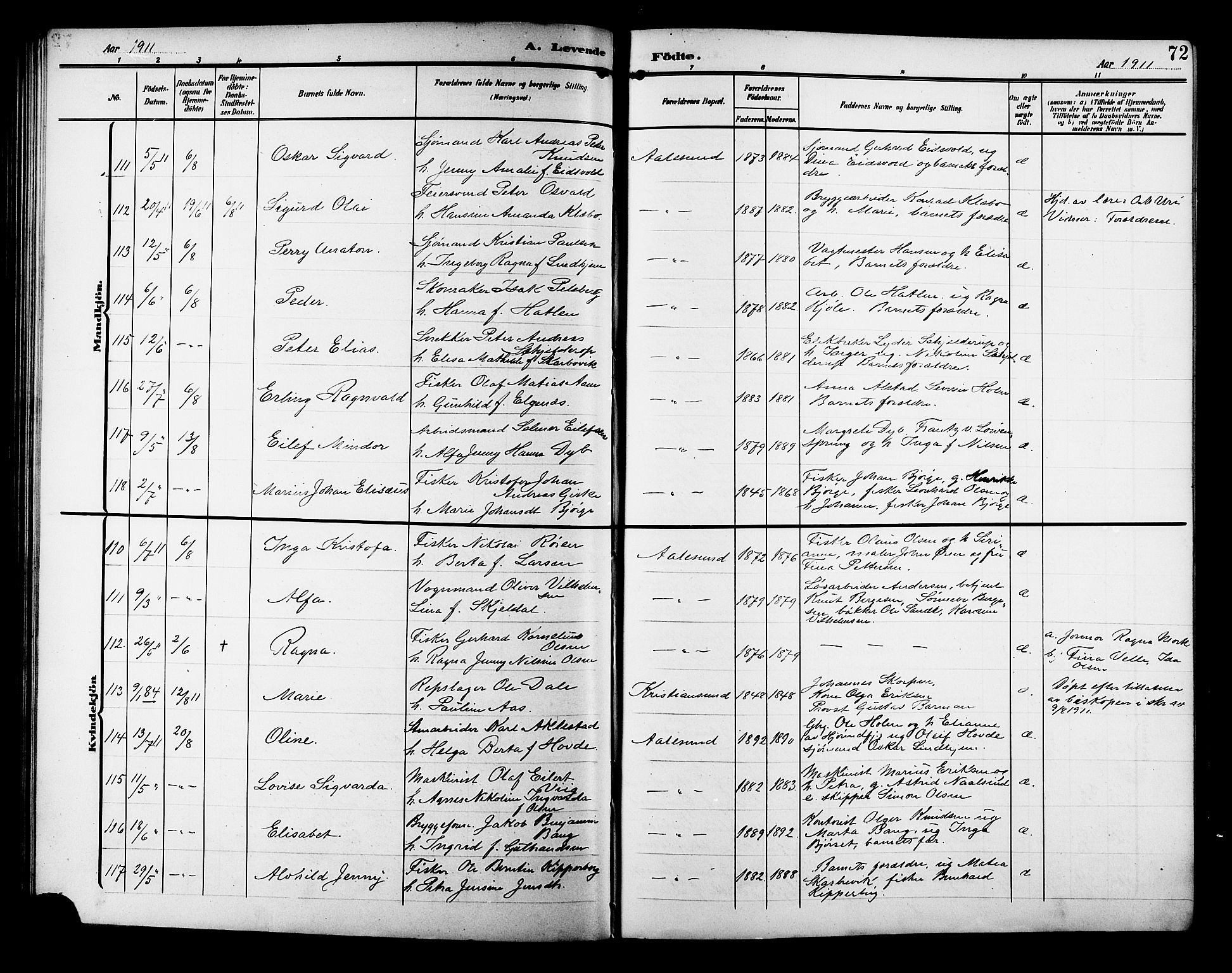 Ministerialprotokoller, klokkerbøker og fødselsregistre - Møre og Romsdal, AV/SAT-A-1454/529/L0471: Klokkerbok nr. 529C08, 1909-1921, s. 72