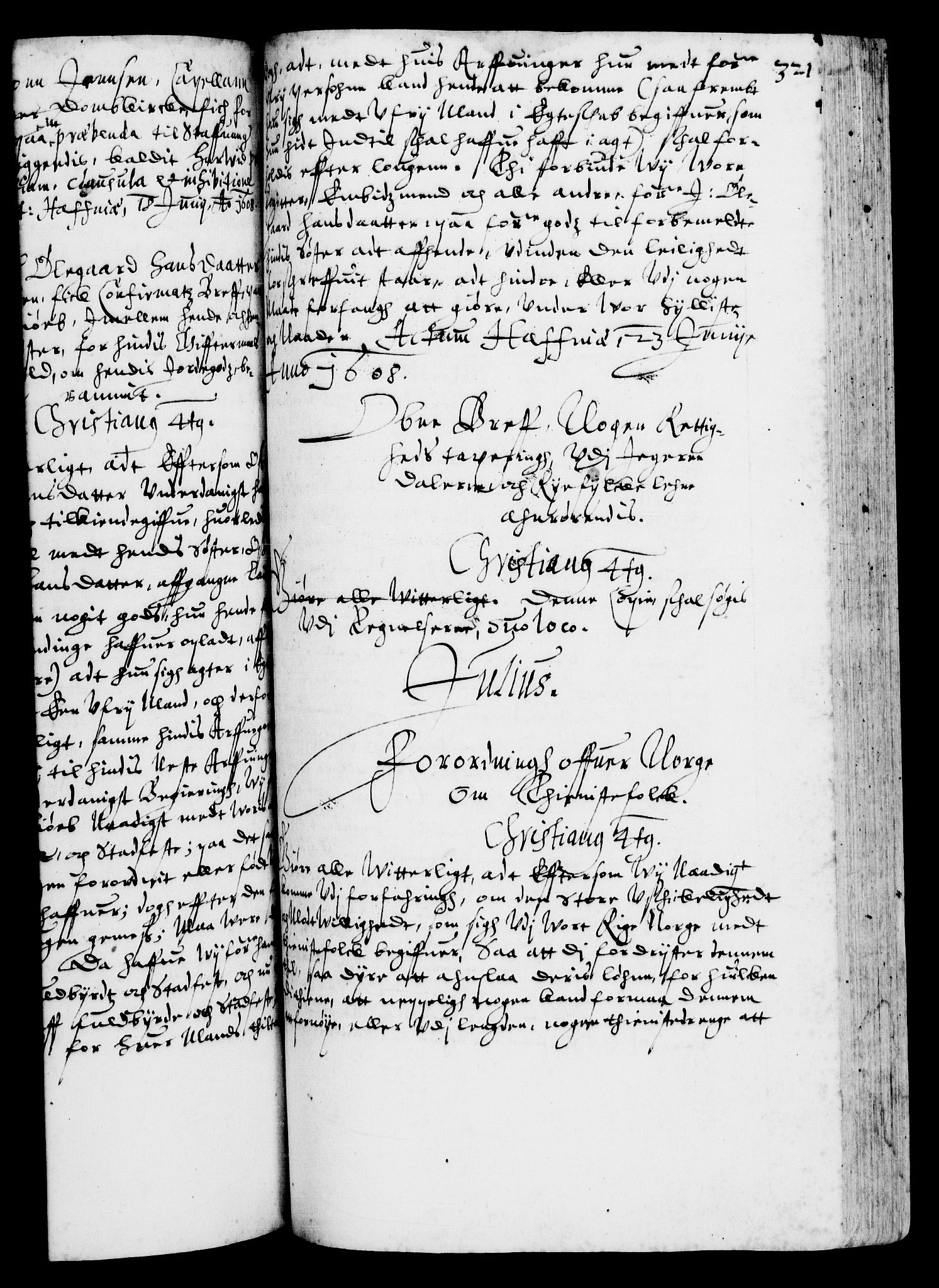 Danske Kanselli 1572-1799, RA/EA-3023/F/Fc/Fca/Fcaa/L0003: Norske registre (mikrofilm), 1596-1616, s. 321a