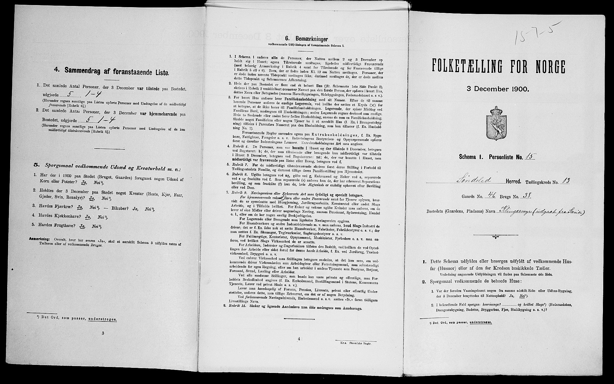 SAK, Folketelling 1900 for 0913 Søndeled herred, 1900, s. 1157