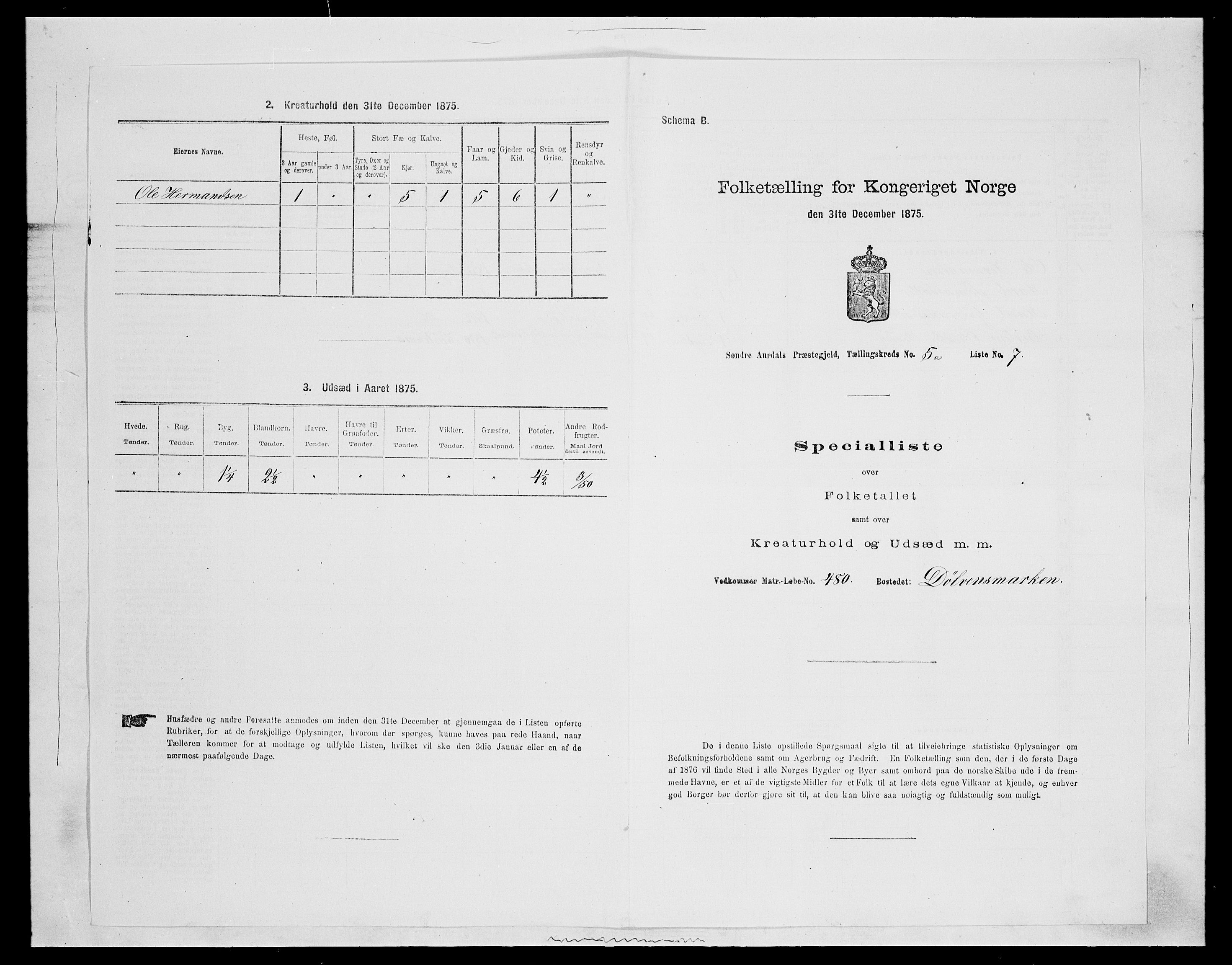 SAH, Folketelling 1875 for 0540P Sør-Aurdal prestegjeld, 1875, s. 753