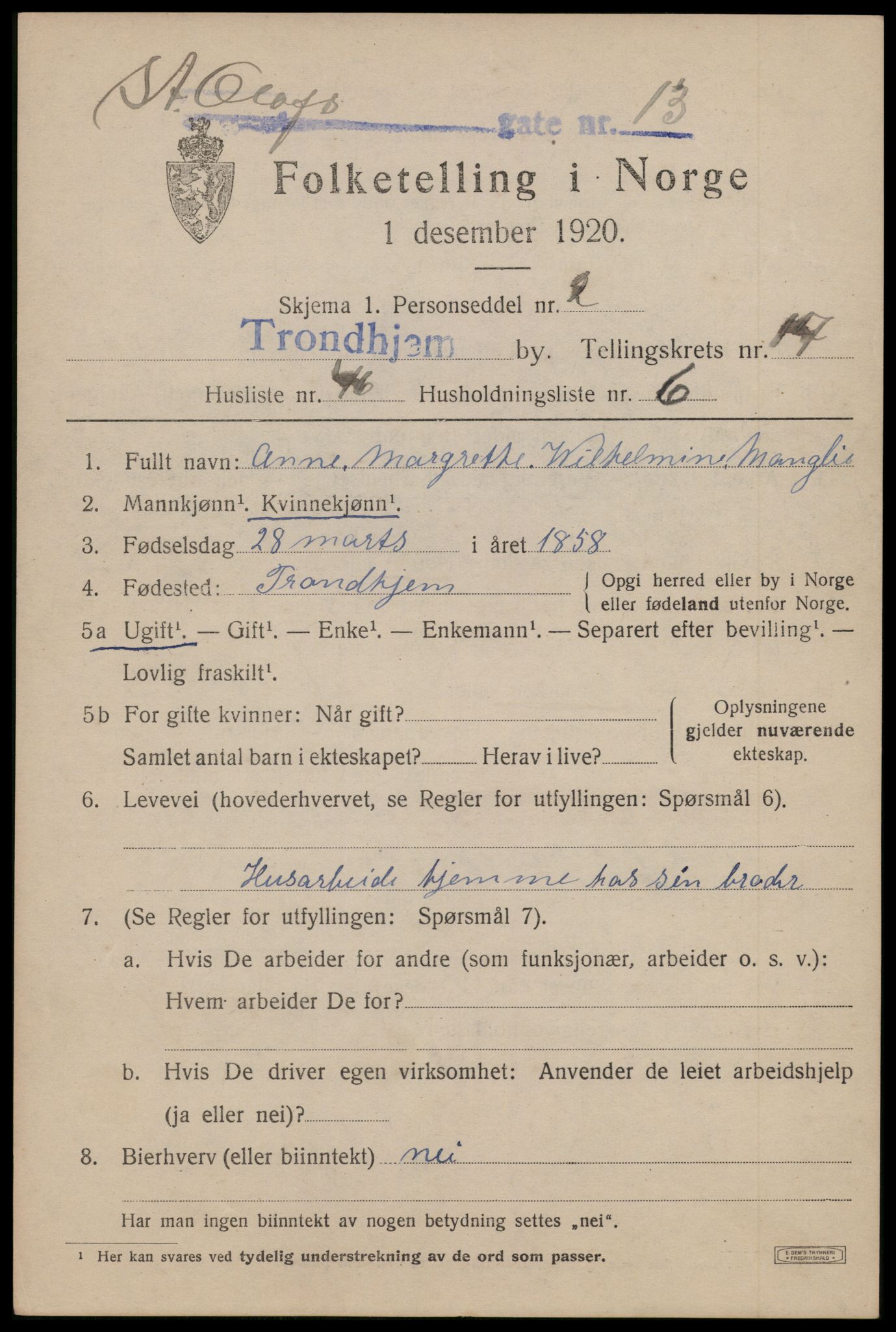 SAT, Folketelling 1920 for 1601 Trondheim kjøpstad, 1920, s. 56332