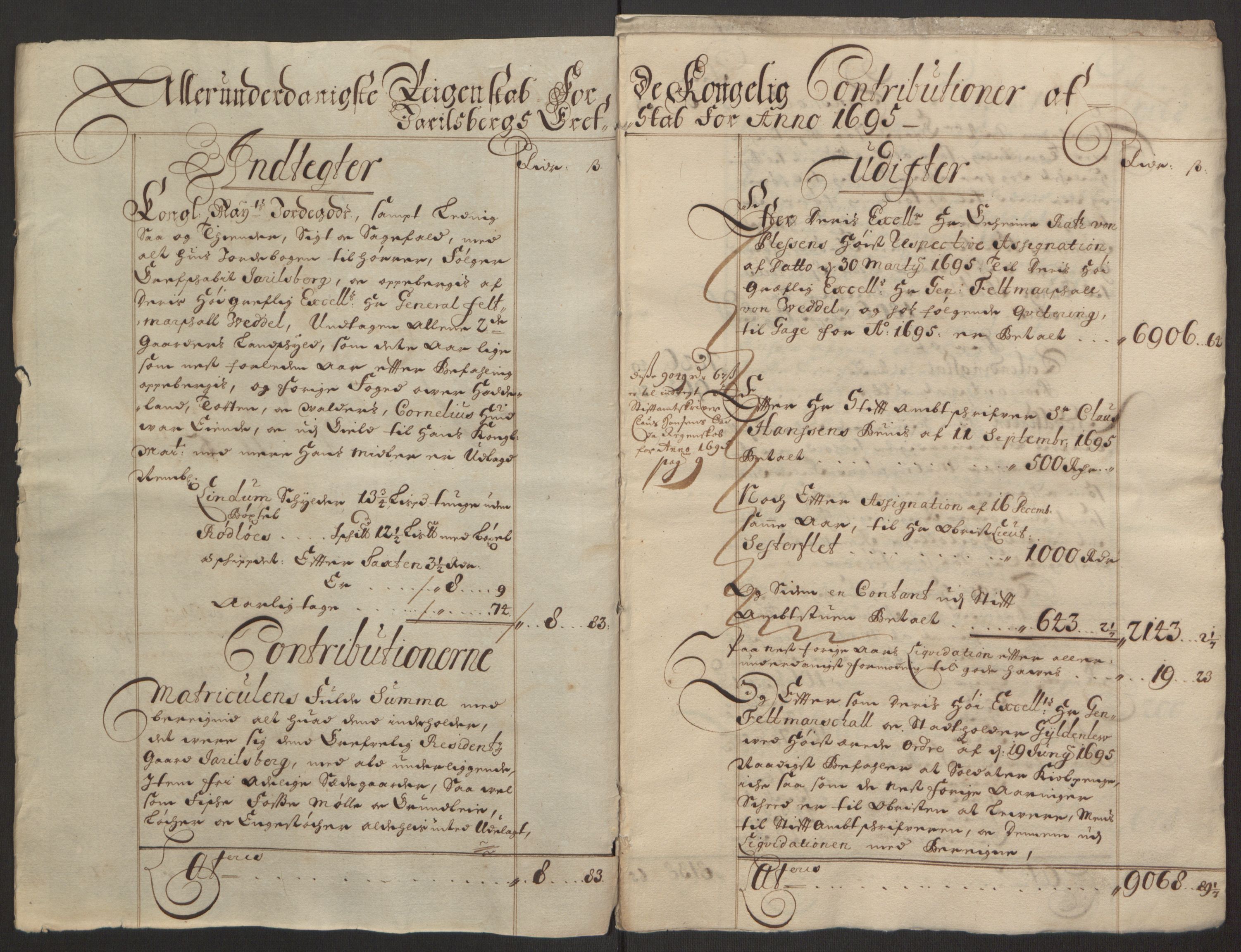 Rentekammeret inntil 1814, Reviderte regnskaper, Fogderegnskap, RA/EA-4092/R32/L1867: Fogderegnskap Jarlsberg grevskap, 1694-1696, s. 132