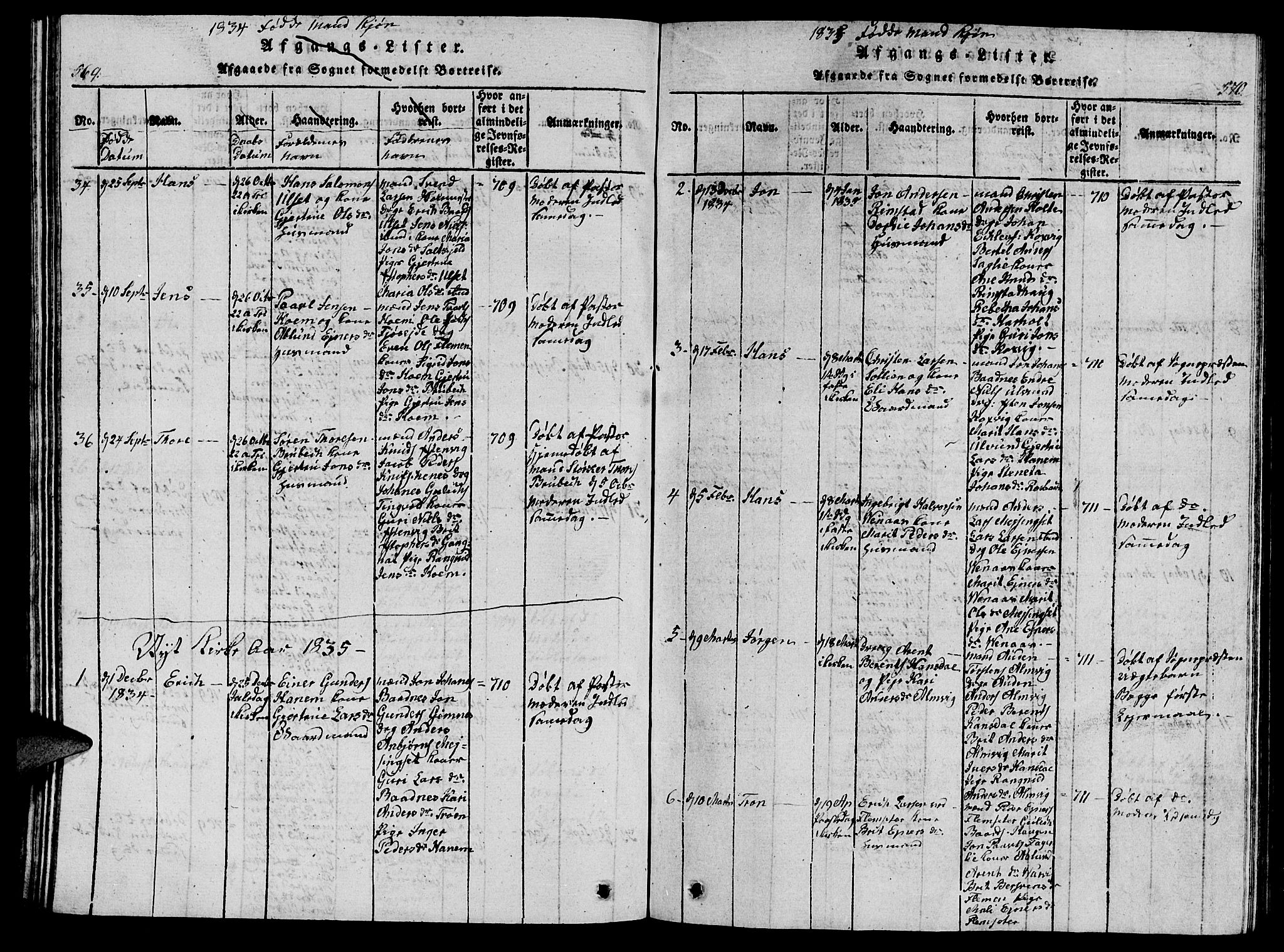 Ministerialprotokoller, klokkerbøker og fødselsregistre - Møre og Romsdal, AV/SAT-A-1454/586/L0990: Klokkerbok nr. 586C01, 1819-1837, s. 569-570