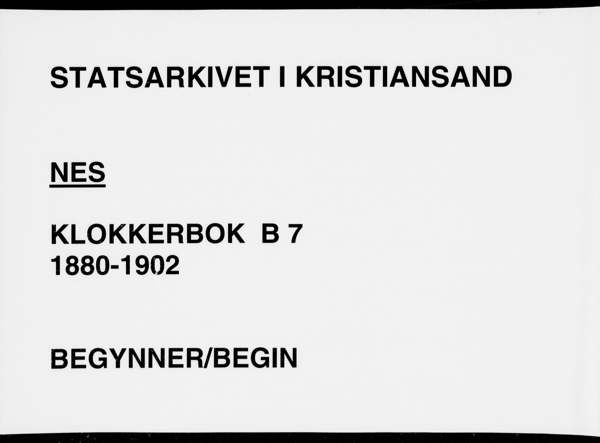 Flekkefjord sokneprestkontor, SAK/1111-0012/F/Fb/Fbc/L0007: Klokkerbok nr. B 7, 1880-1902