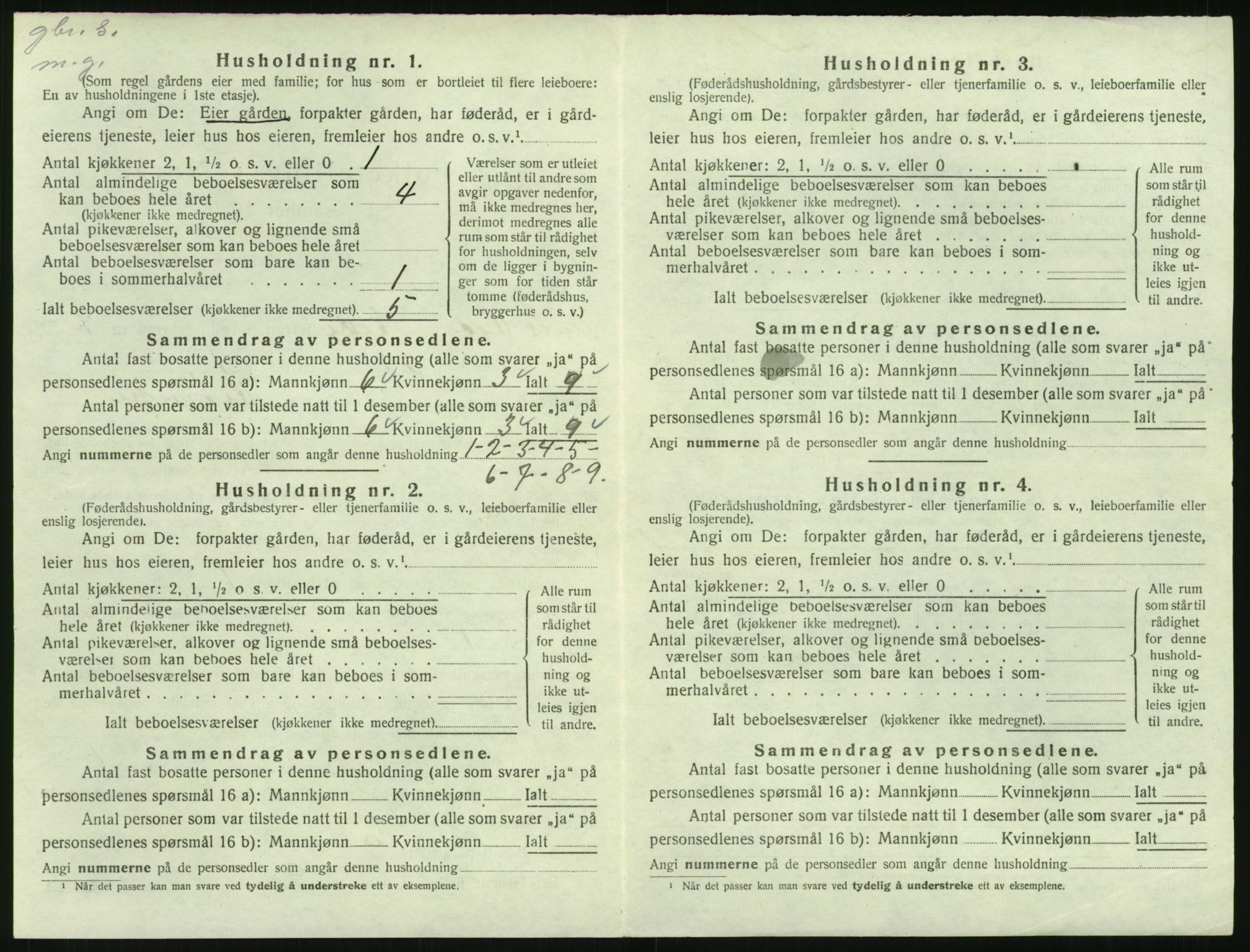 SAK, Folketelling 1920 for 0925 Eide herred, 1920, s. 327