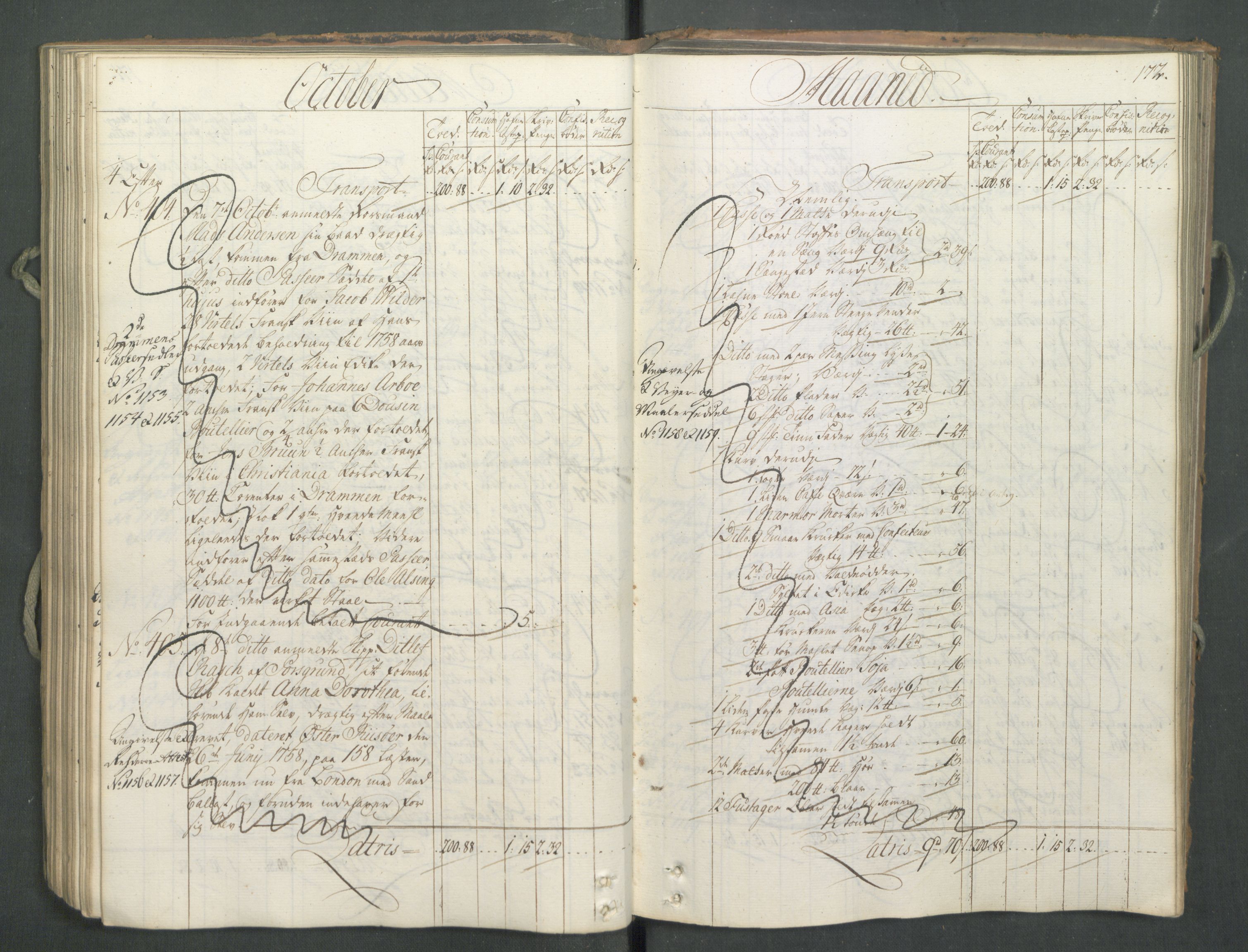 Generaltollkammeret, tollregnskaper, AV/RA-EA-5490/R12/L0046/0001: Tollregnskaper Langesund / Inngående hovedtollbok, 1762, s. 171b-172a