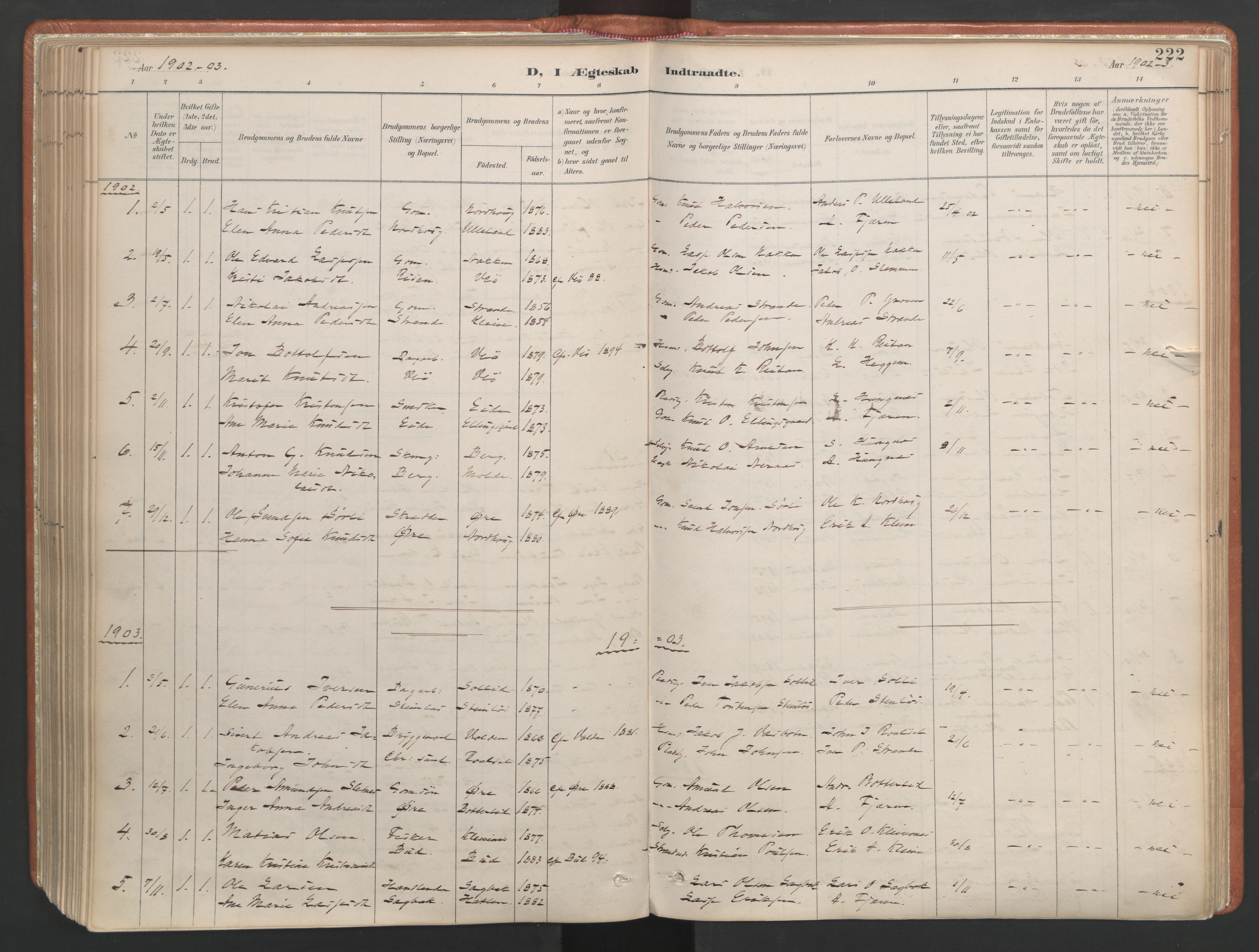 Ministerialprotokoller, klokkerbøker og fødselsregistre - Møre og Romsdal, SAT/A-1454/557/L0682: Ministerialbok nr. 557A04, 1887-1970, s. 222