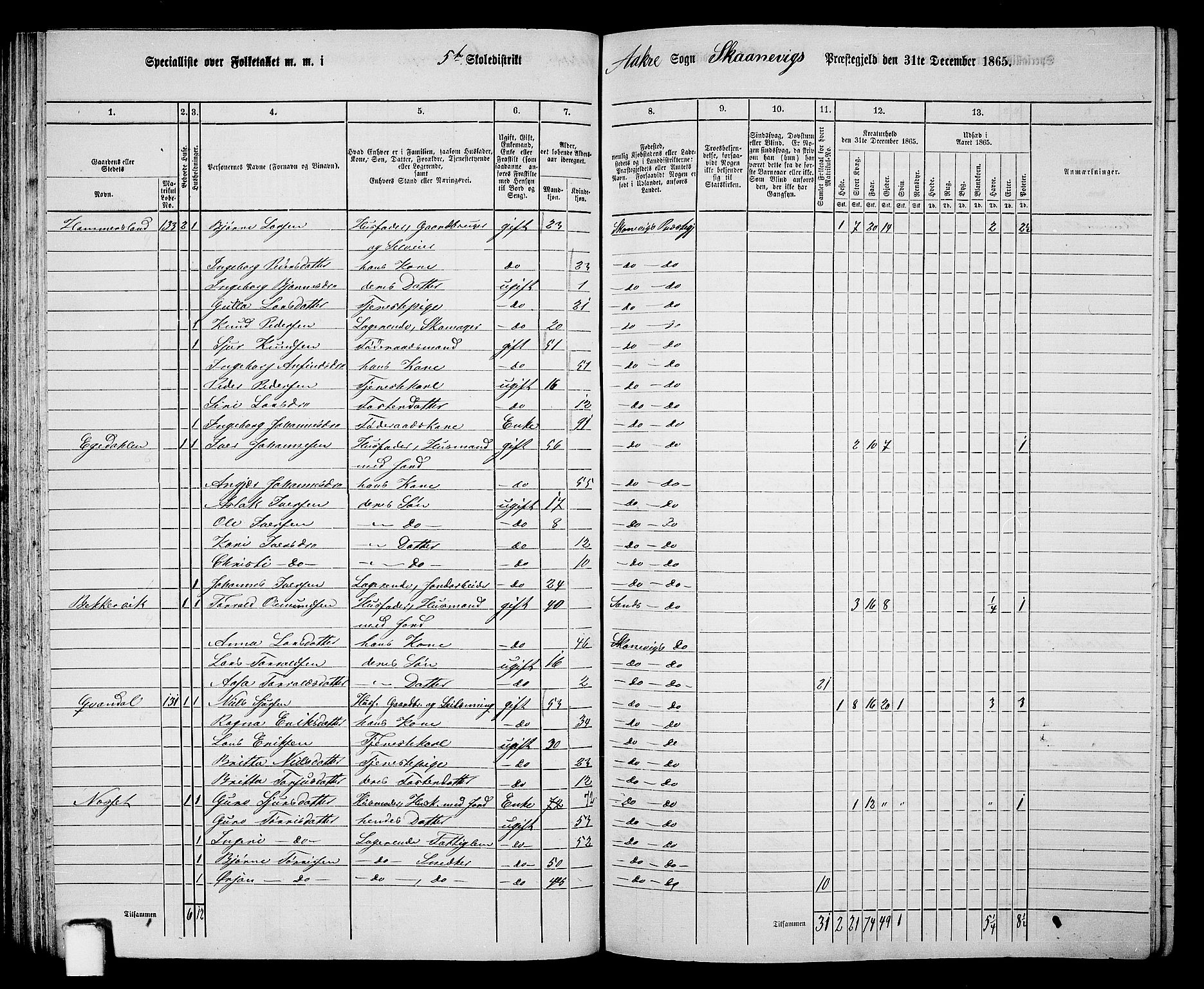 RA, Folketelling 1865 for 1212P Skånevik prestegjeld, 1865, s. 82