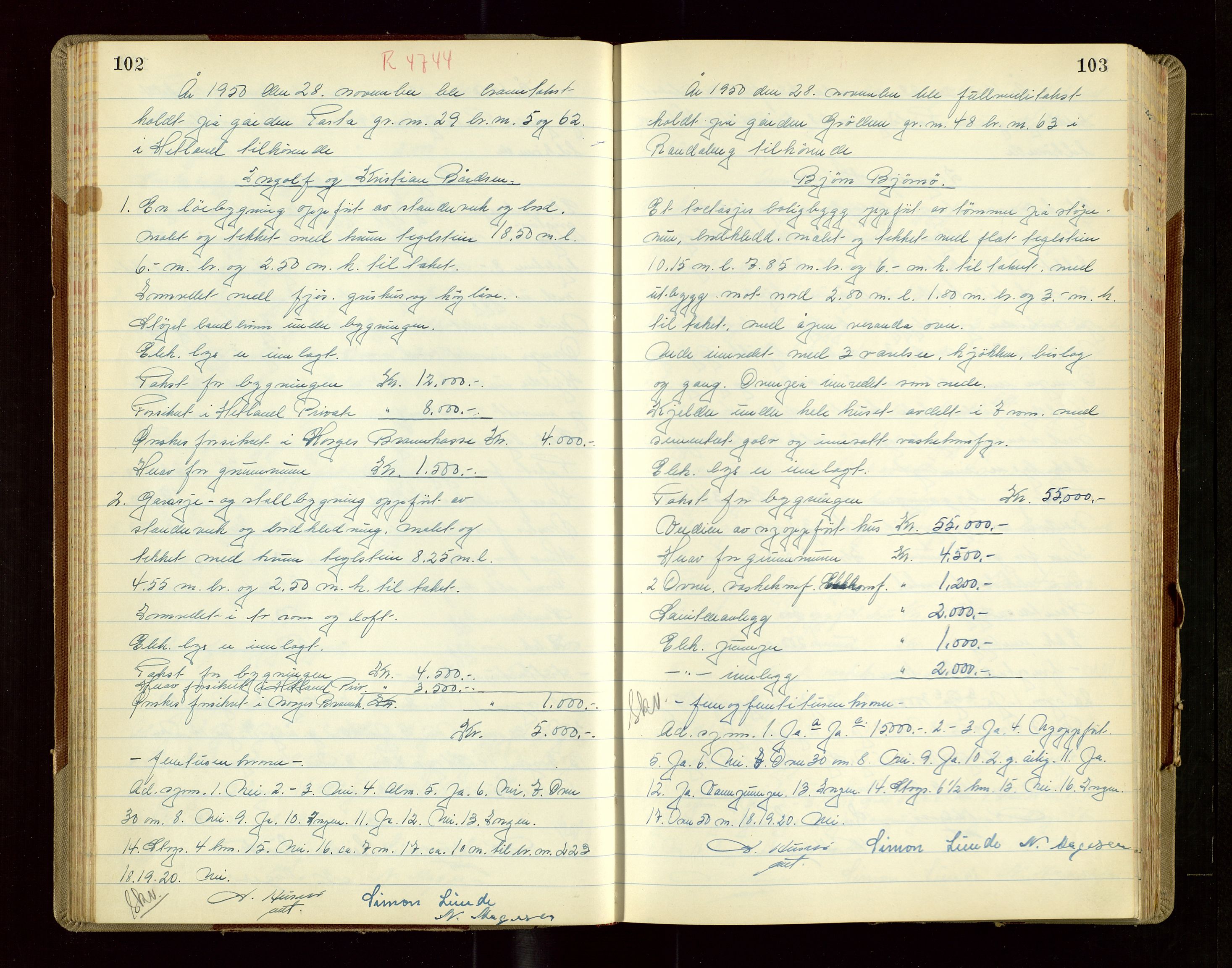 Hetland lensmannskontor, AV/SAST-A-100101/Goa/L0010: "Branntakstprotokoll", 1950-1952, s. 102-103