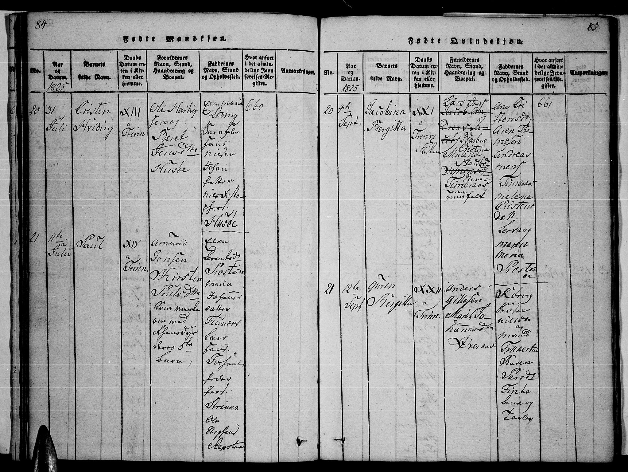 Ministerialprotokoller, klokkerbøker og fødselsregistre - Nordland, AV/SAT-A-1459/859/L0855: Klokkerbok nr. 859C01, 1821-1839, s. 84-85