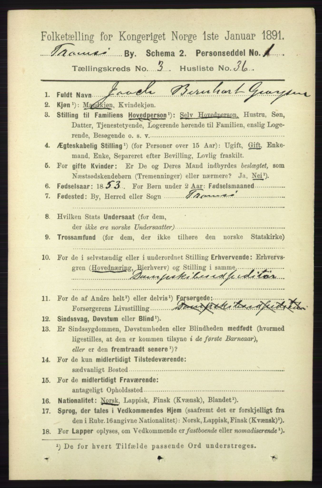 RA, Folketelling 1891 for 1902 Tromsø kjøpstad, 1891, s. 3498