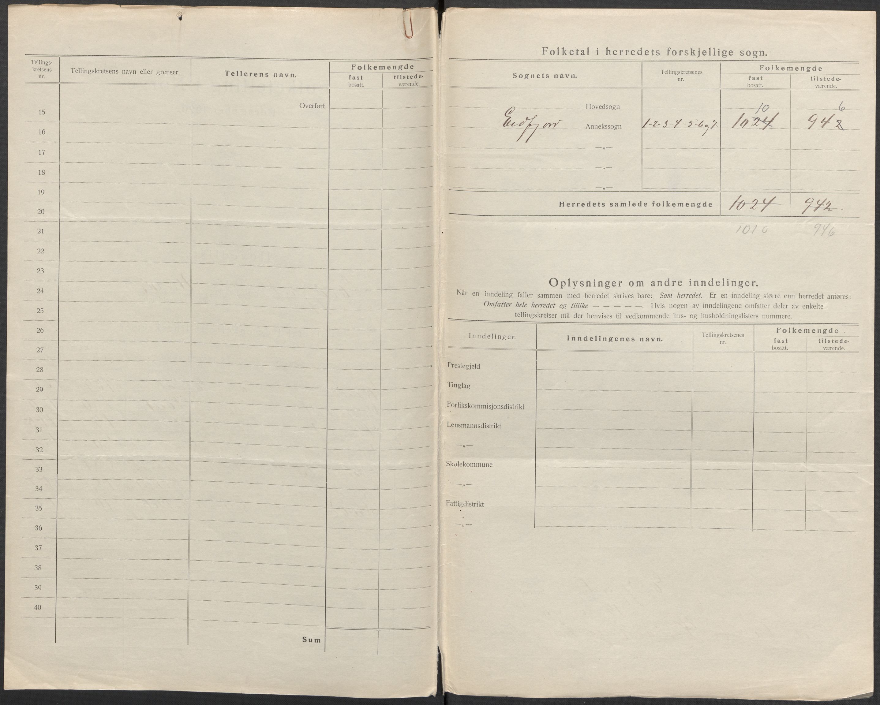 SAB, Folketelling 1920 for 1232 Eidfjord herred, 1920, s. 3