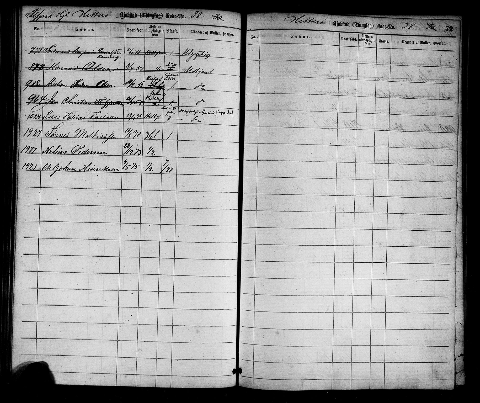 Flekkefjord mønstringskrets, AV/SAK-2031-0018/F/Ff/L0001: Utskrivningsregisterrulle, nr som i hovedrulle, N-10, 1860-1900, s. 77