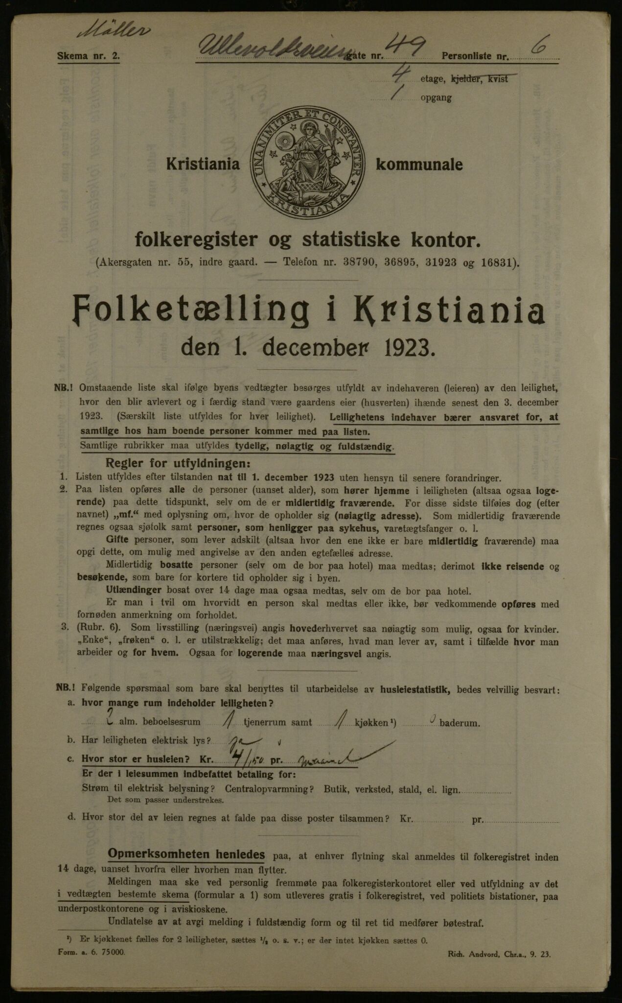 OBA, Kommunal folketelling 1.12.1923 for Kristiania, 1923, s. 131788