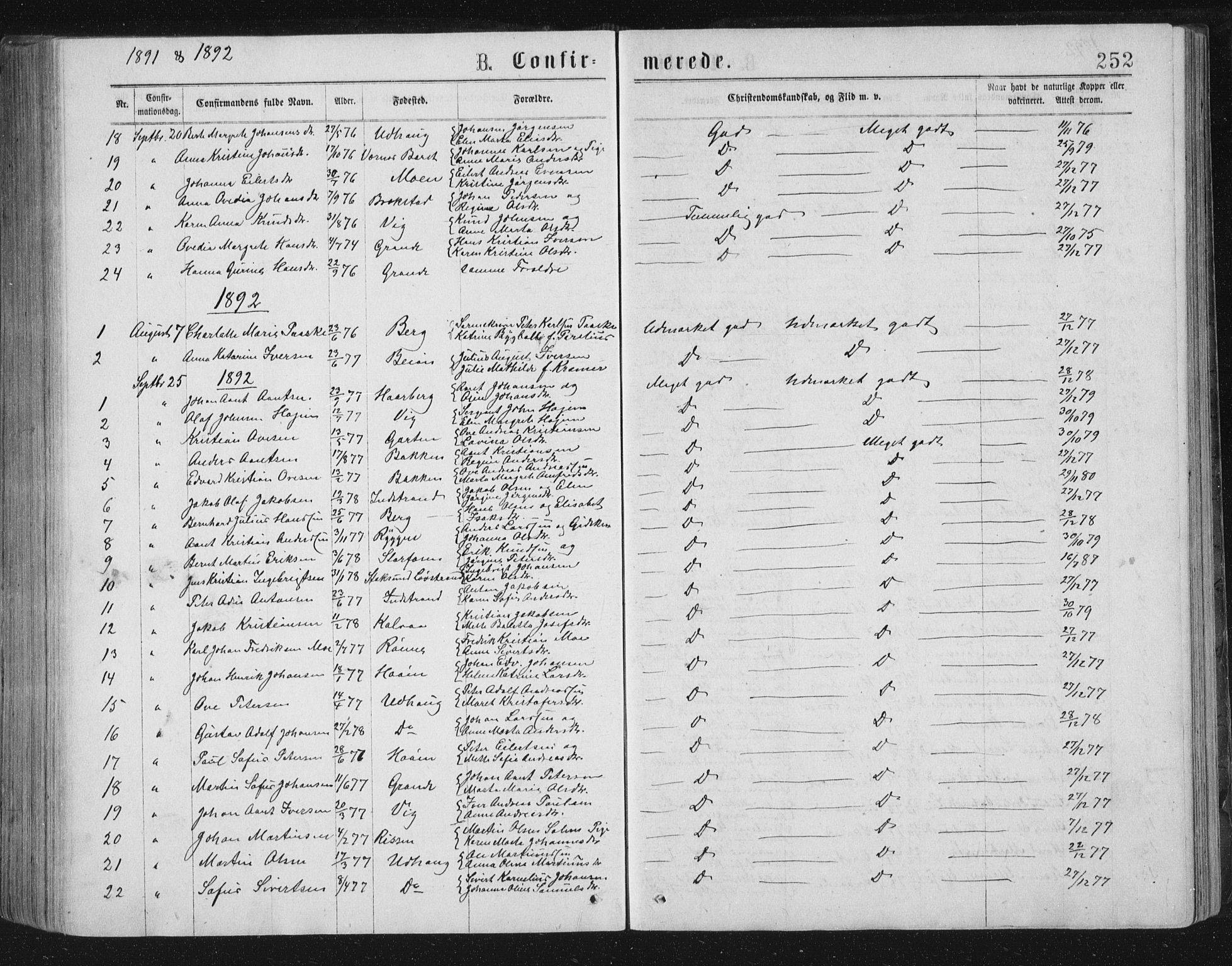 Ministerialprotokoller, klokkerbøker og fødselsregistre - Sør-Trøndelag, AV/SAT-A-1456/659/L0745: Klokkerbok nr. 659C02, 1869-1892, s. 252