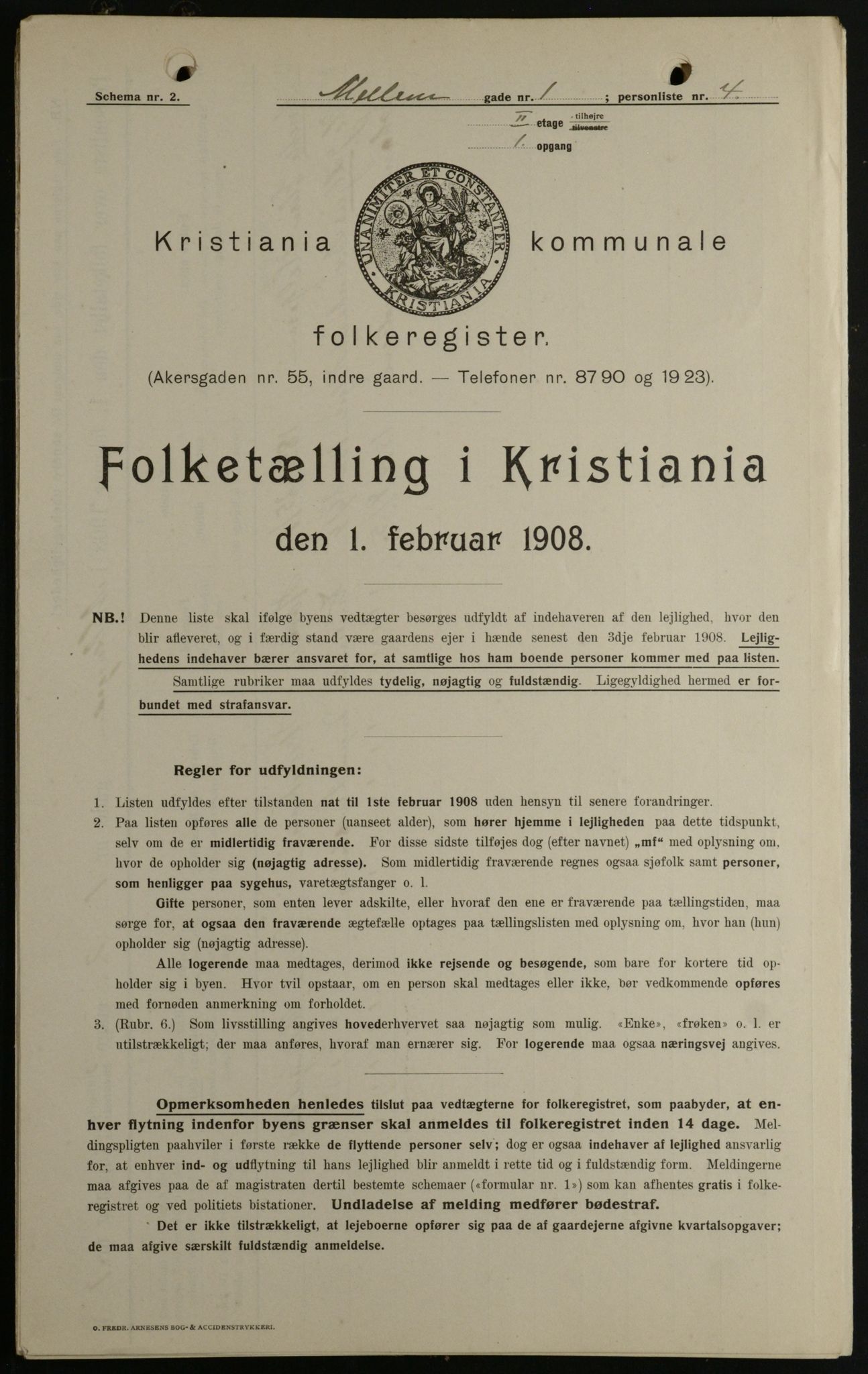 OBA, Kommunal folketelling 1.2.1908 for Kristiania kjøpstad, 1908, s. 58296