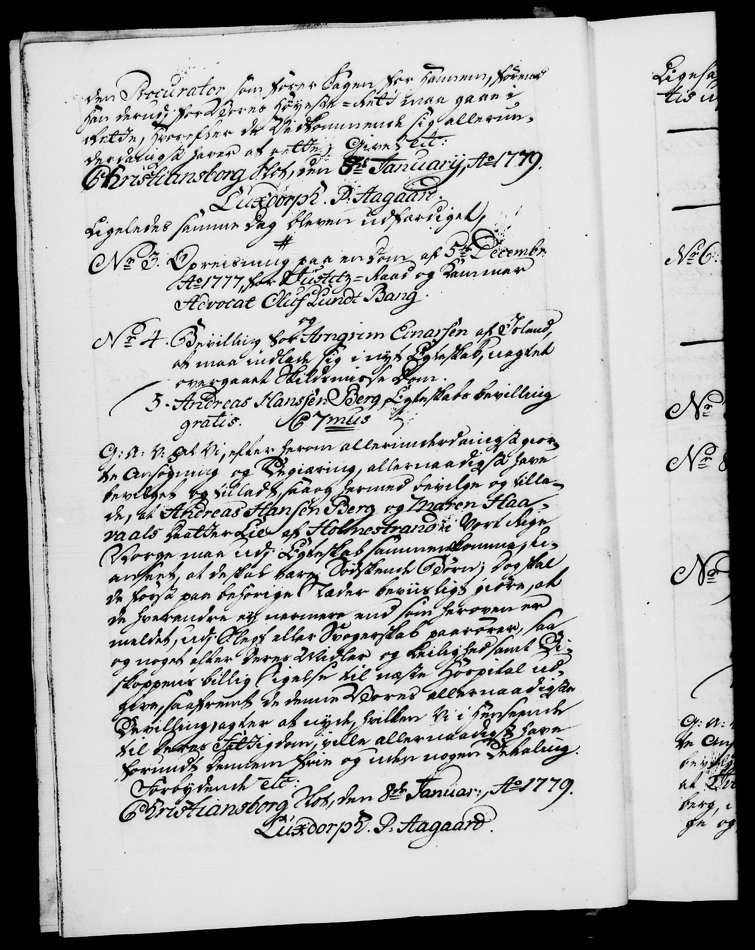 Danske Kanselli 1572-1799, AV/RA-EA-3023/F/Fc/Fca/Fcaa/L0048: Norske registre, 1779-1781, s. 3b