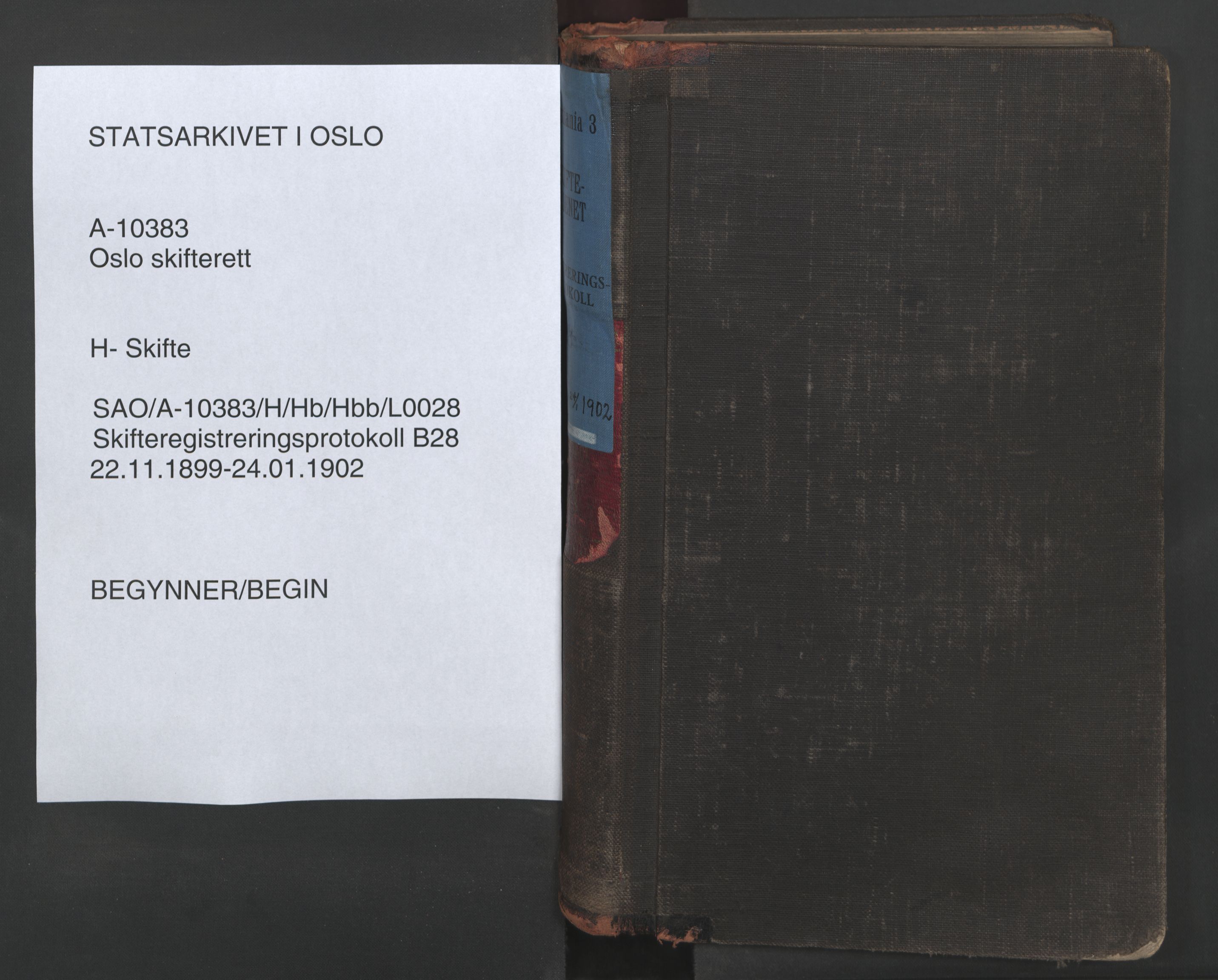 Oslo skifterett, SAO/A-10383/H/Hb/Hbb/L0028: Skifteregistreringsprotokoll, 1899-1902