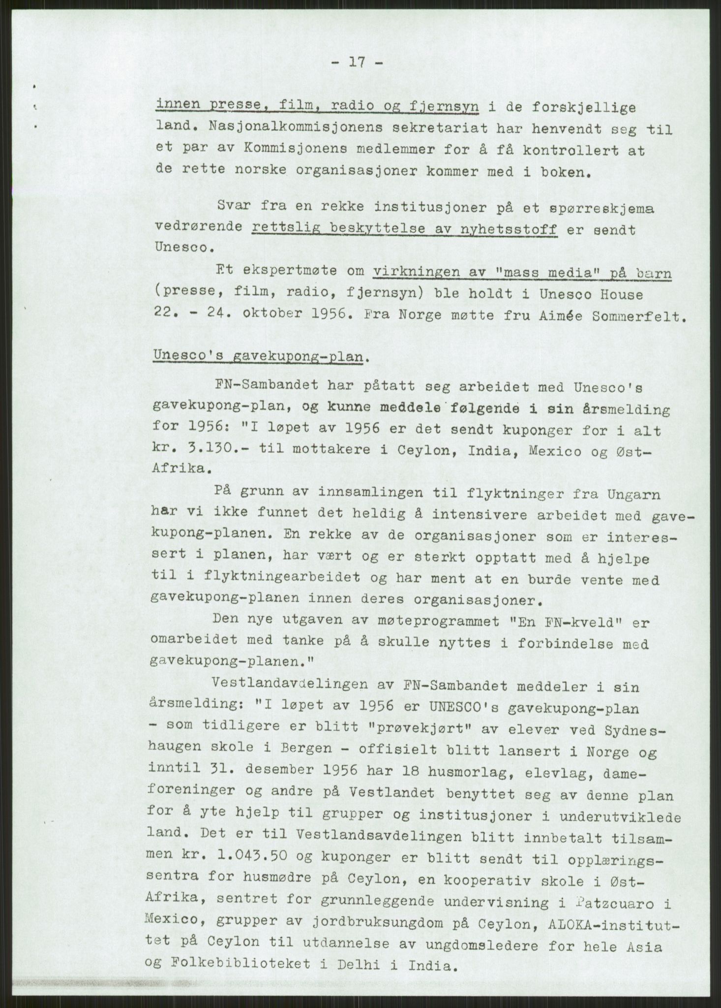 Den norske nasjonalkommisjonen for UNESCO, AV/RA-S-1730/A/Ad/L0001: --, 1953-1981