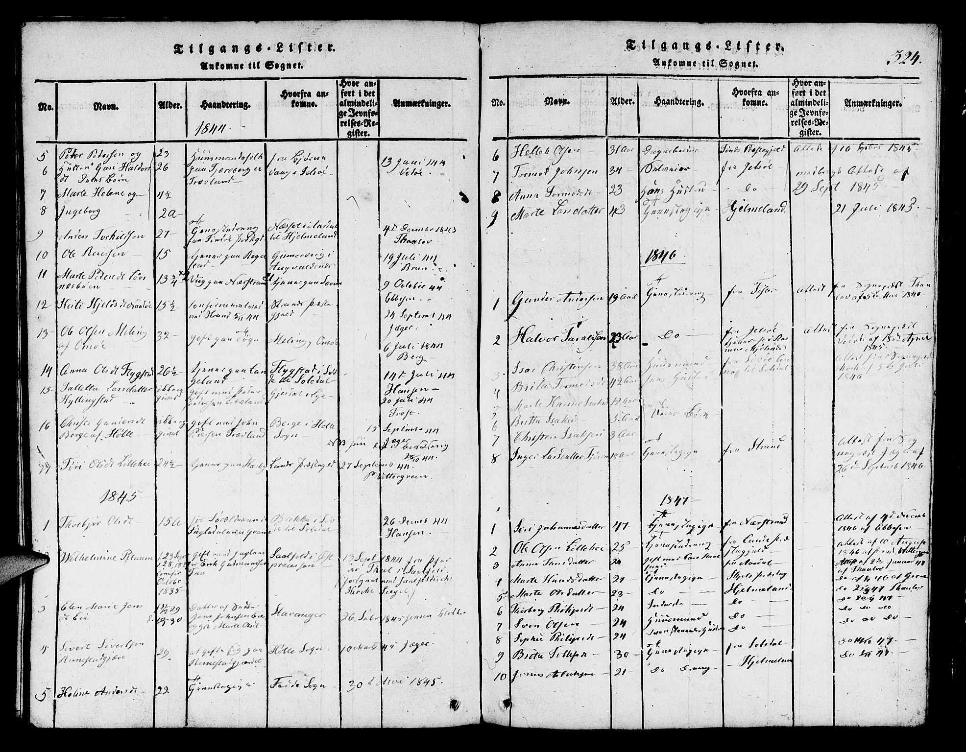 Finnøy sokneprestkontor, SAST/A-101825/H/Ha/Hab/L0001: Klokkerbok nr. B 1, 1816-1856, s. 324