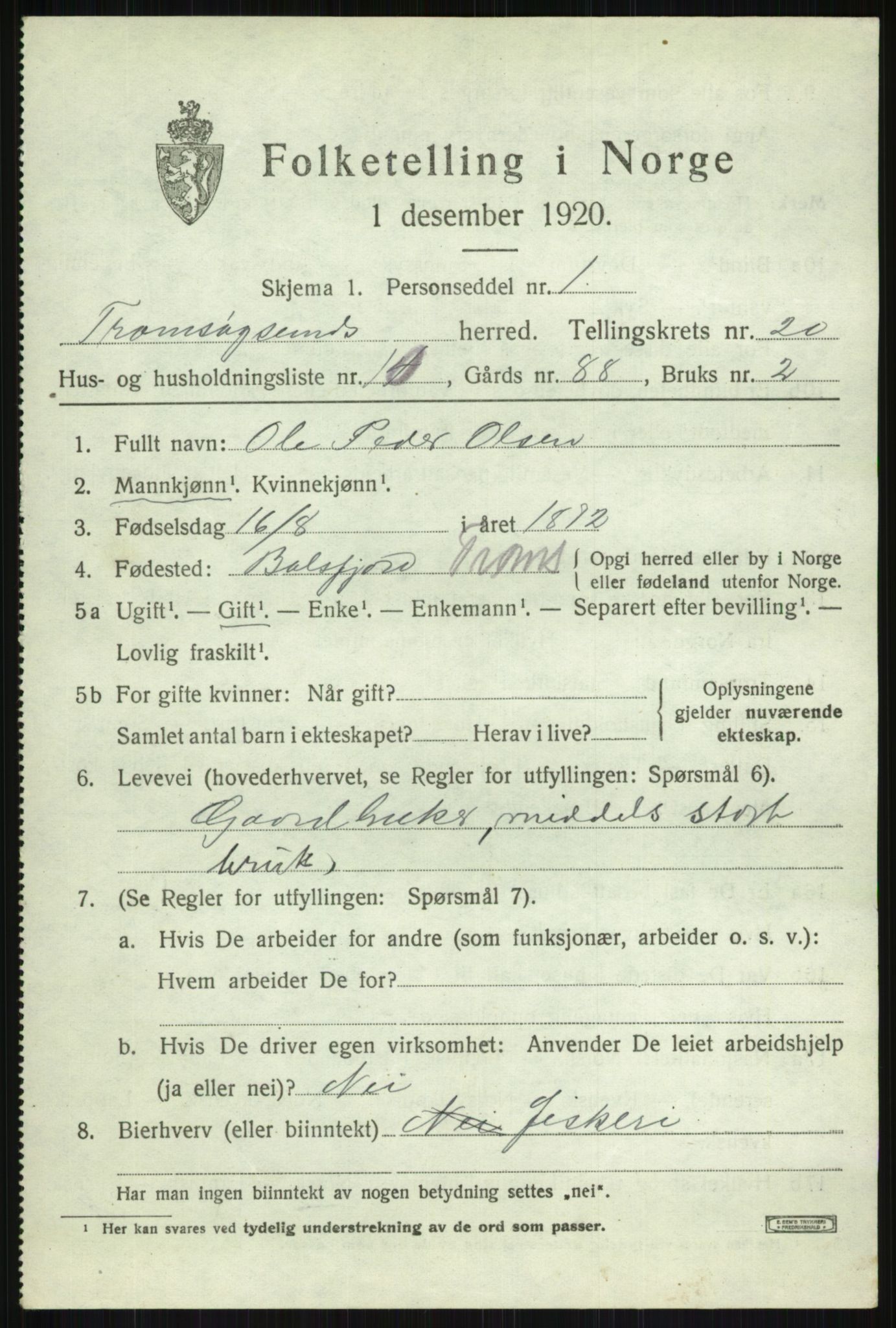 SATØ, Folketelling 1920 for 1934 Tromsøysund herred, 1920, s. 10696