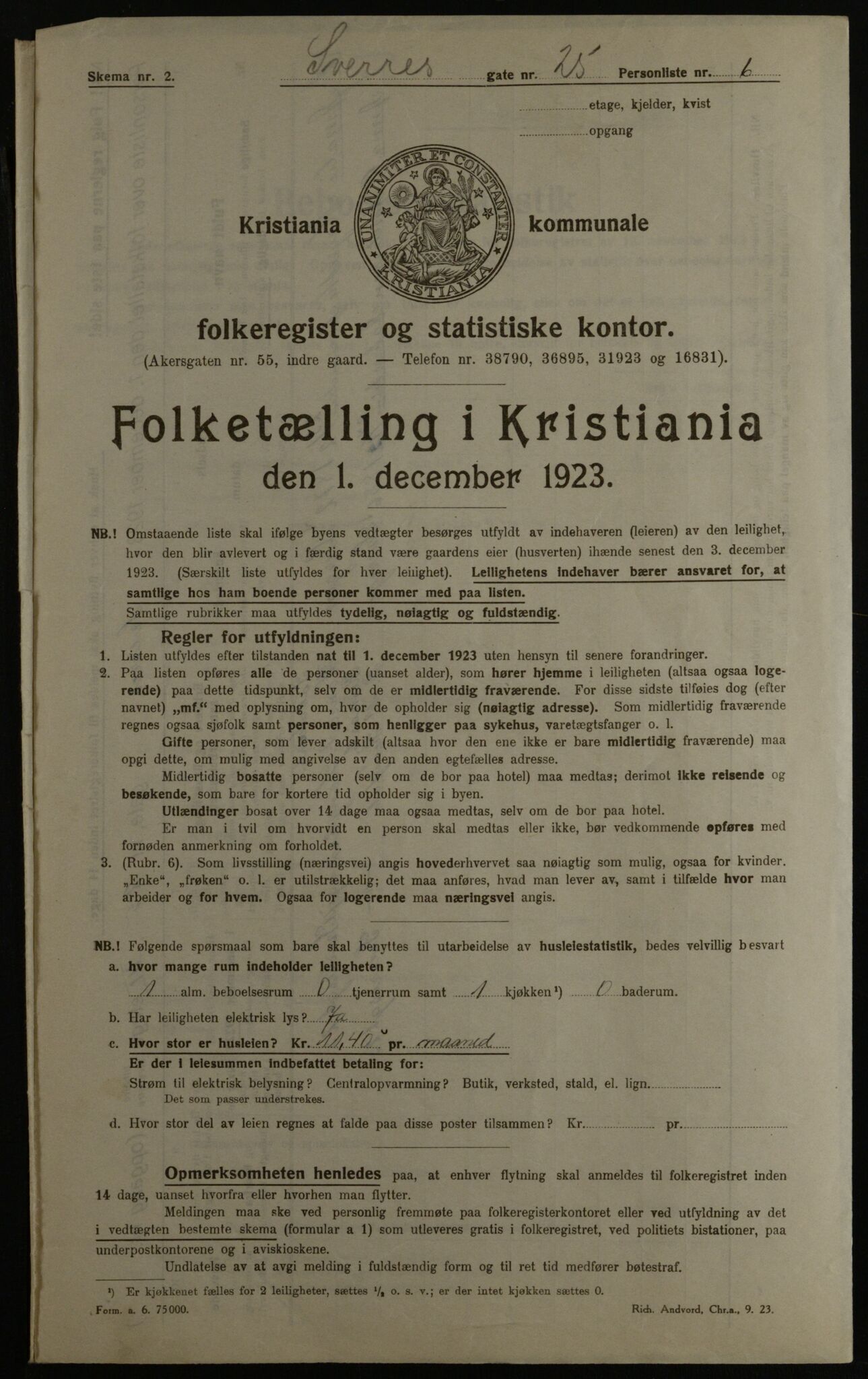 OBA, Kommunal folketelling 1.12.1923 for Kristiania, 1923, s. 117495