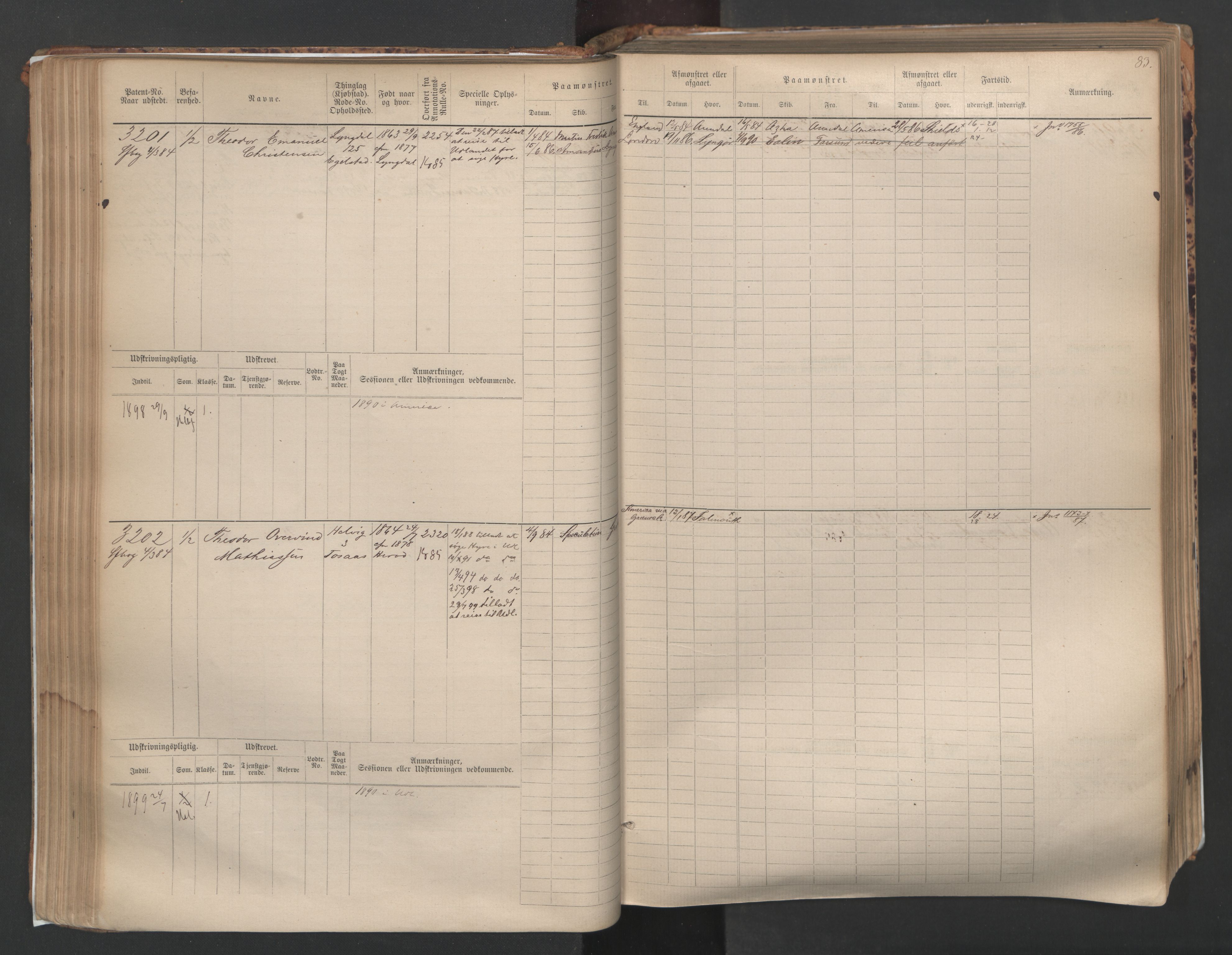 Farsund mønstringskrets, AV/SAK-2031-0017/F/Fb/L0005: Hovedrulle nr 3041-3804, M-8, 1883-1930, s. 86