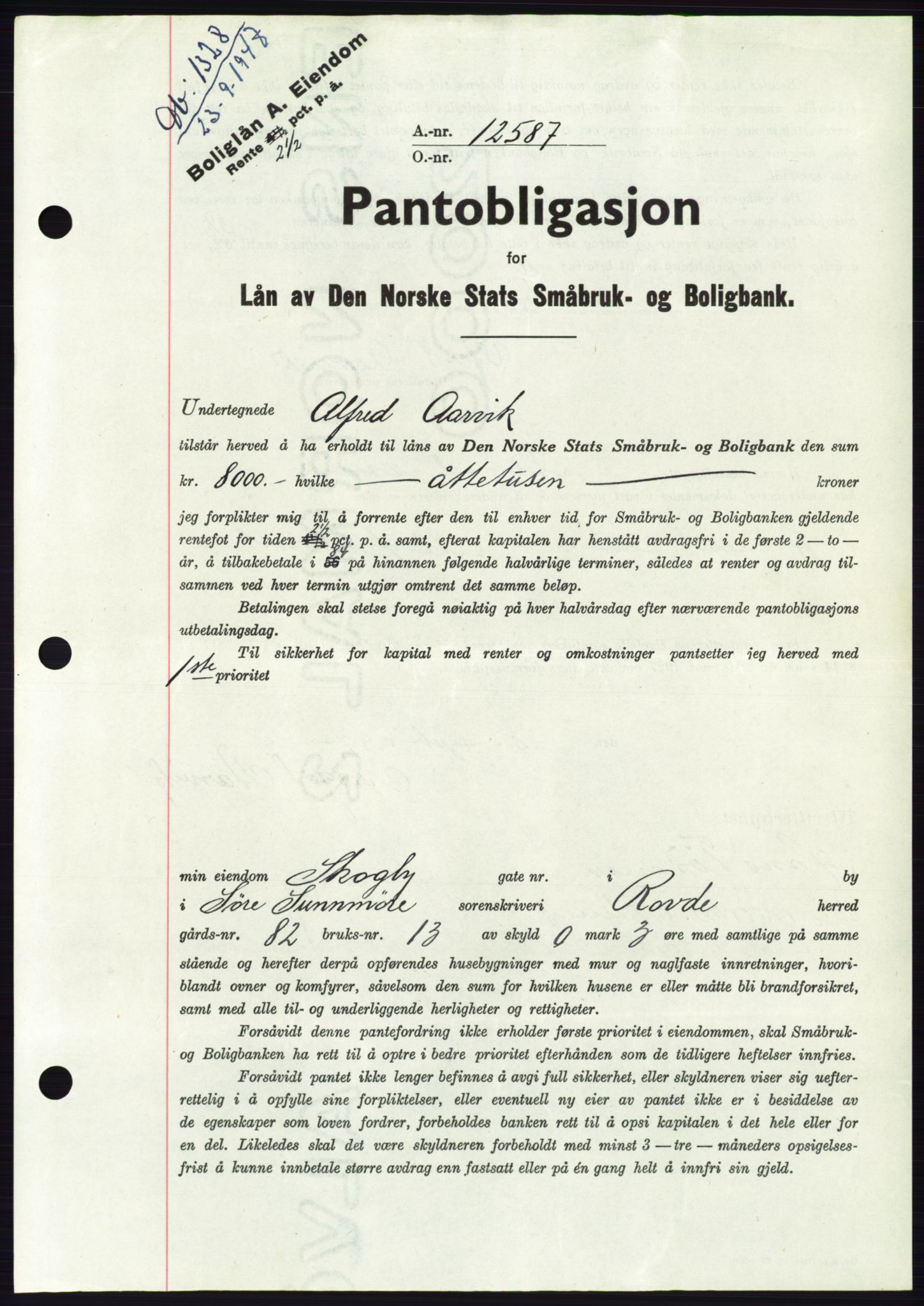 Søre Sunnmøre sorenskriveri, AV/SAT-A-4122/1/2/2C/L0115: Pantebok nr. 3B, 1947-1948, Dagboknr: 1328/1947