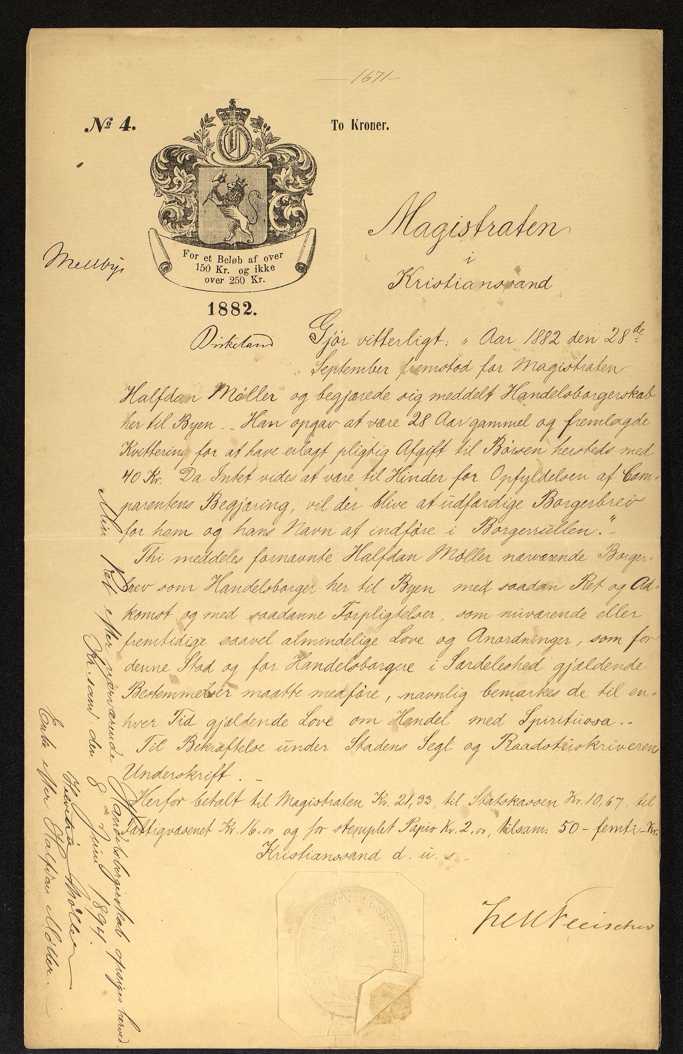 Kristiansand By - Magistraten, ARKSOR/1001KG122/G/Gc/L0009: Borgerbrev, 1877-1901