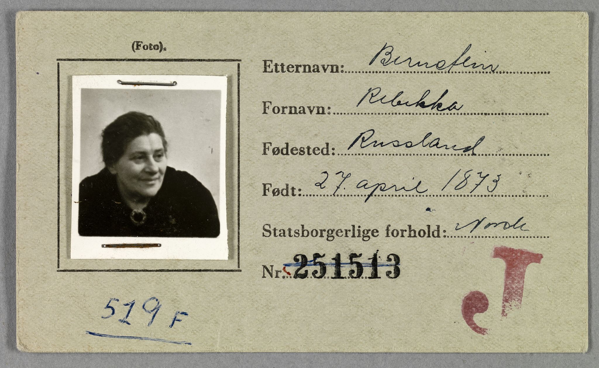 Sosialdepartementet, Våre Falne, AV/RA-S-1708/E/Ee/L0021A: Fotografier av jøder på legitimasjonskort (1941-42), 1941-1942, s. 43