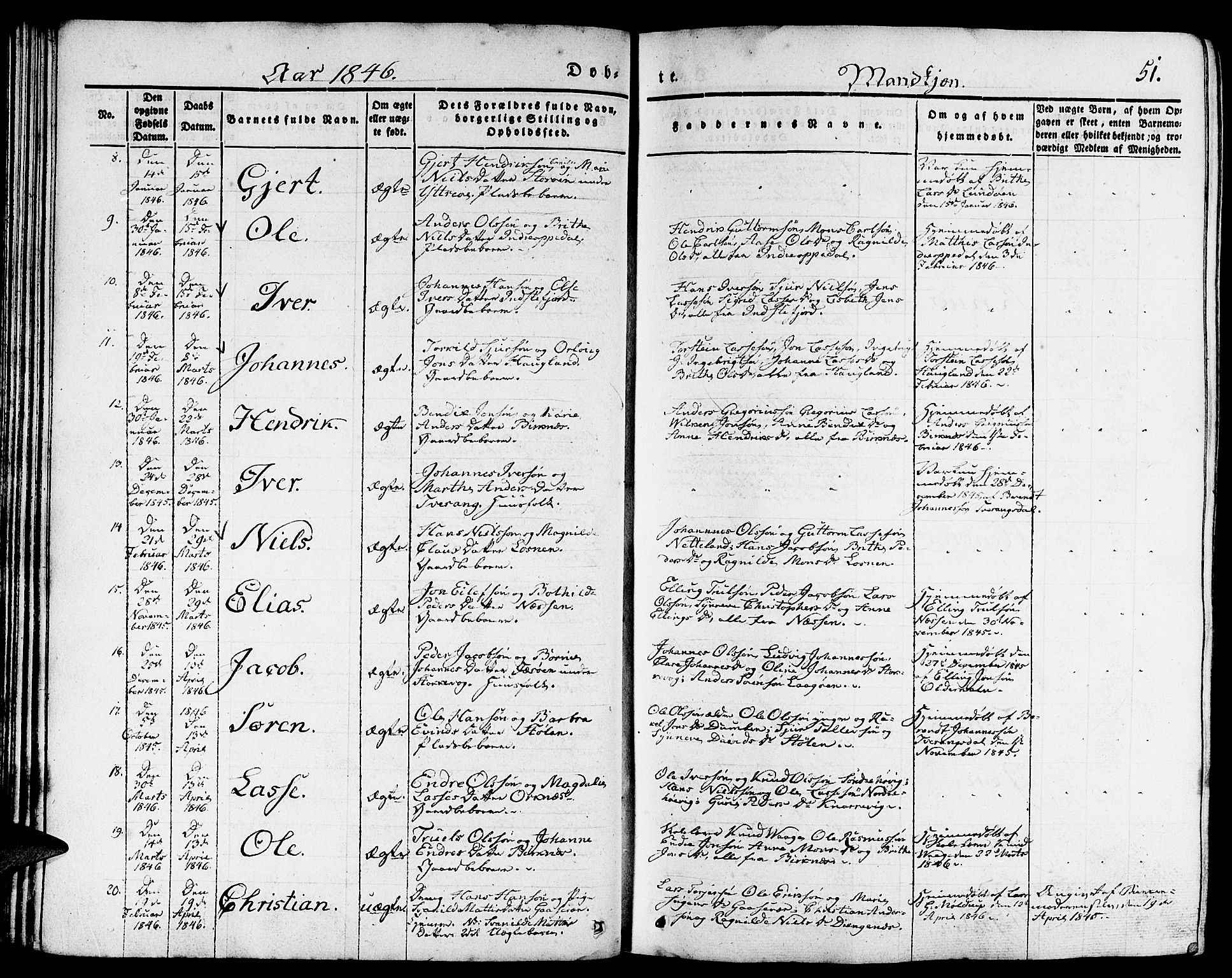 Gulen sokneprestembete, AV/SAB-A-80201/H/Haa/Haaa/L0020: Ministerialbok nr. A 20, 1837-1847, s. 51