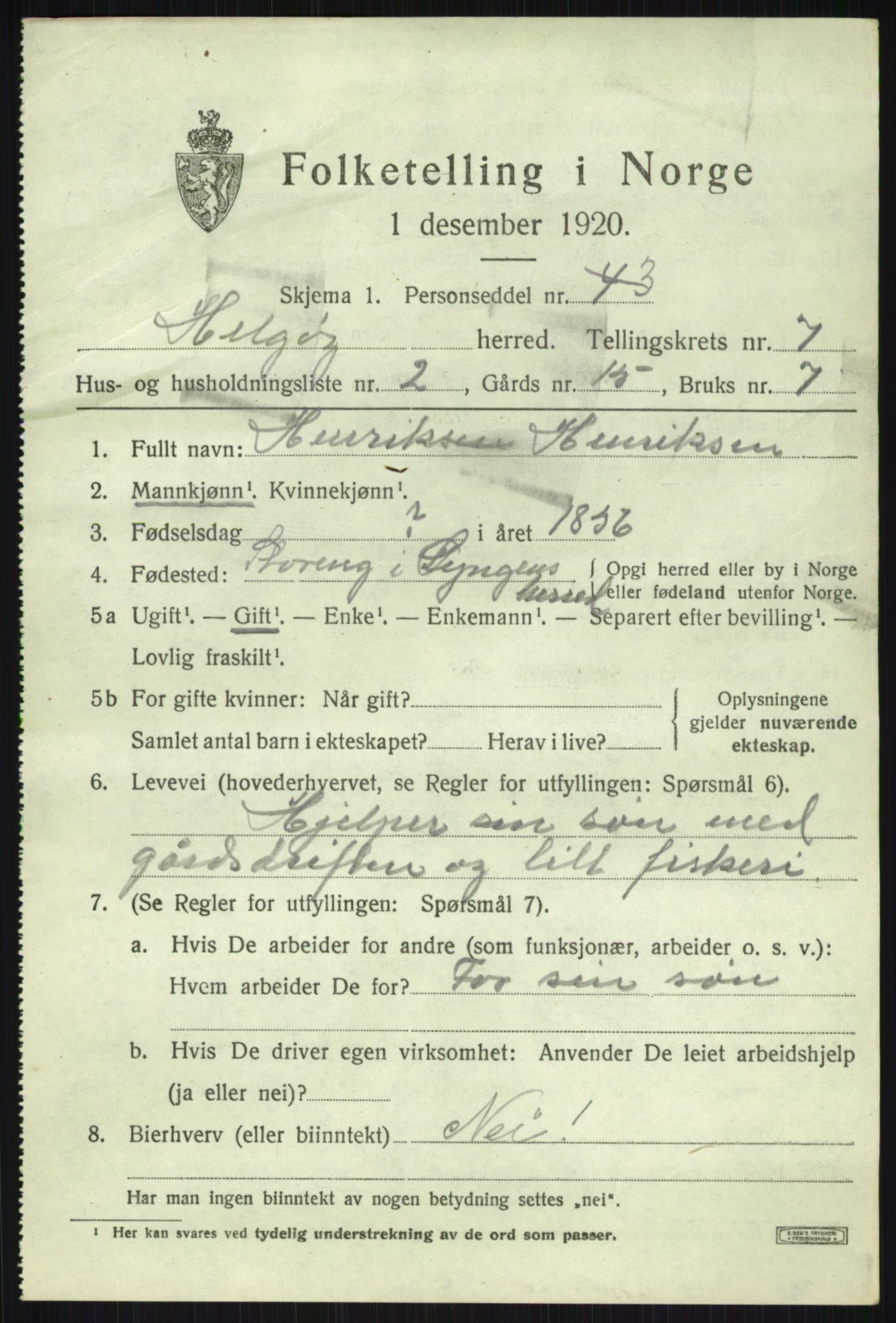 SATØ, Folketelling 1920 for 1935 Helgøy herred, 1920, s. 2551