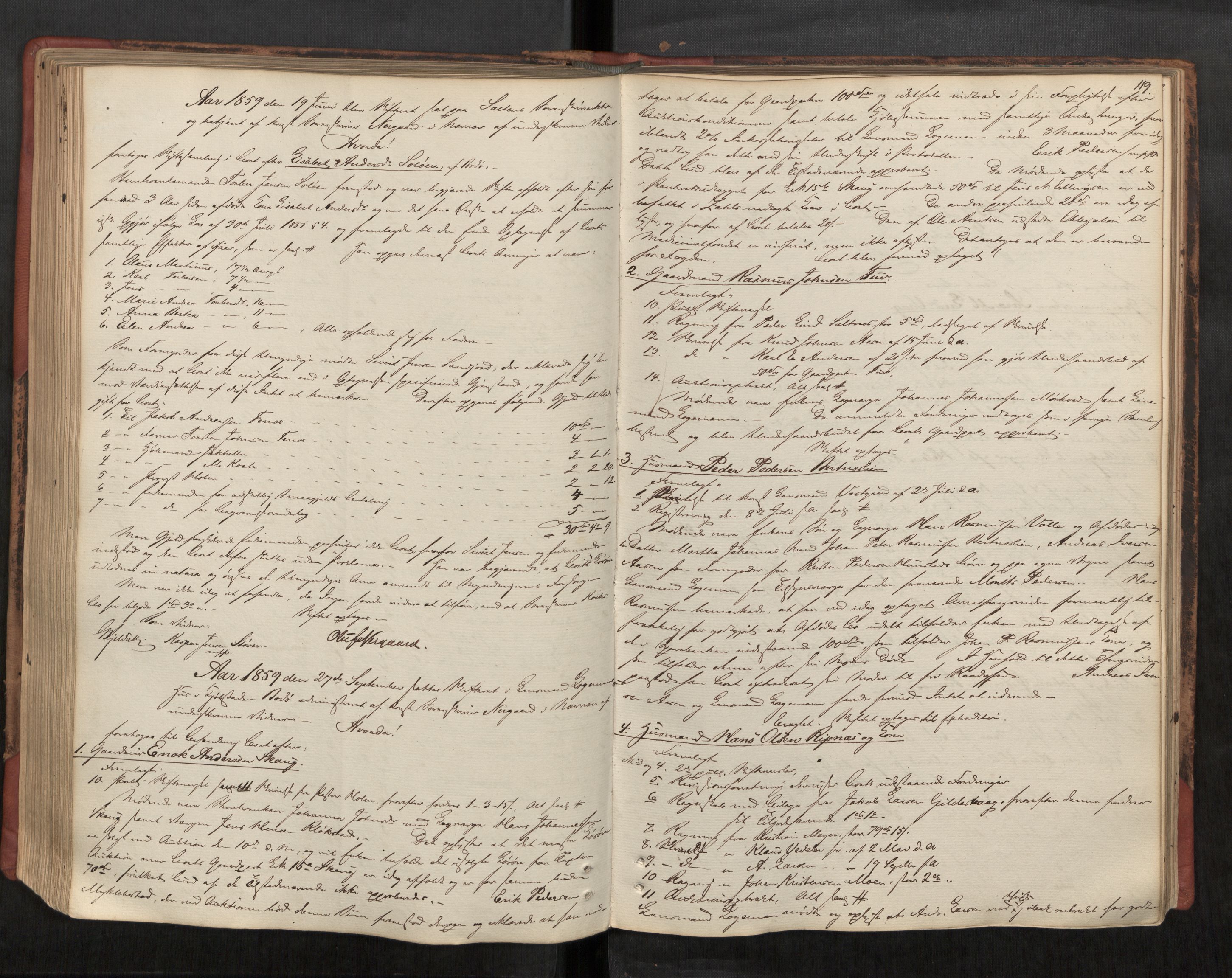 Salten sorenskriveri, AV/SAT-A-4578/1/3/3B/L0002: Skiftebehandlingsprotokoll, 1853-1865, s. 119