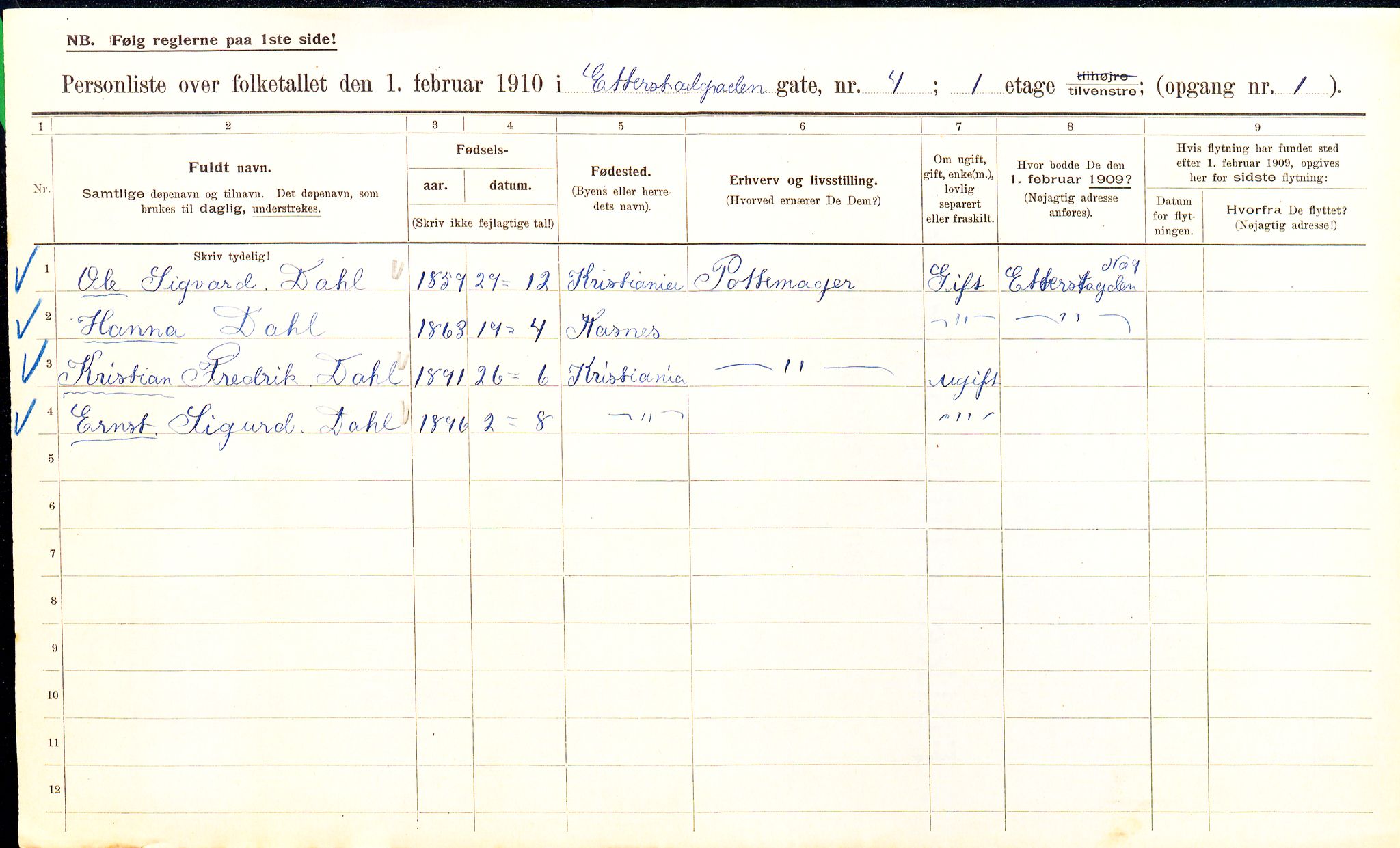 OBA, Kommunal folketelling 1.2.1910 for Kristiania, 1910, s. 21014