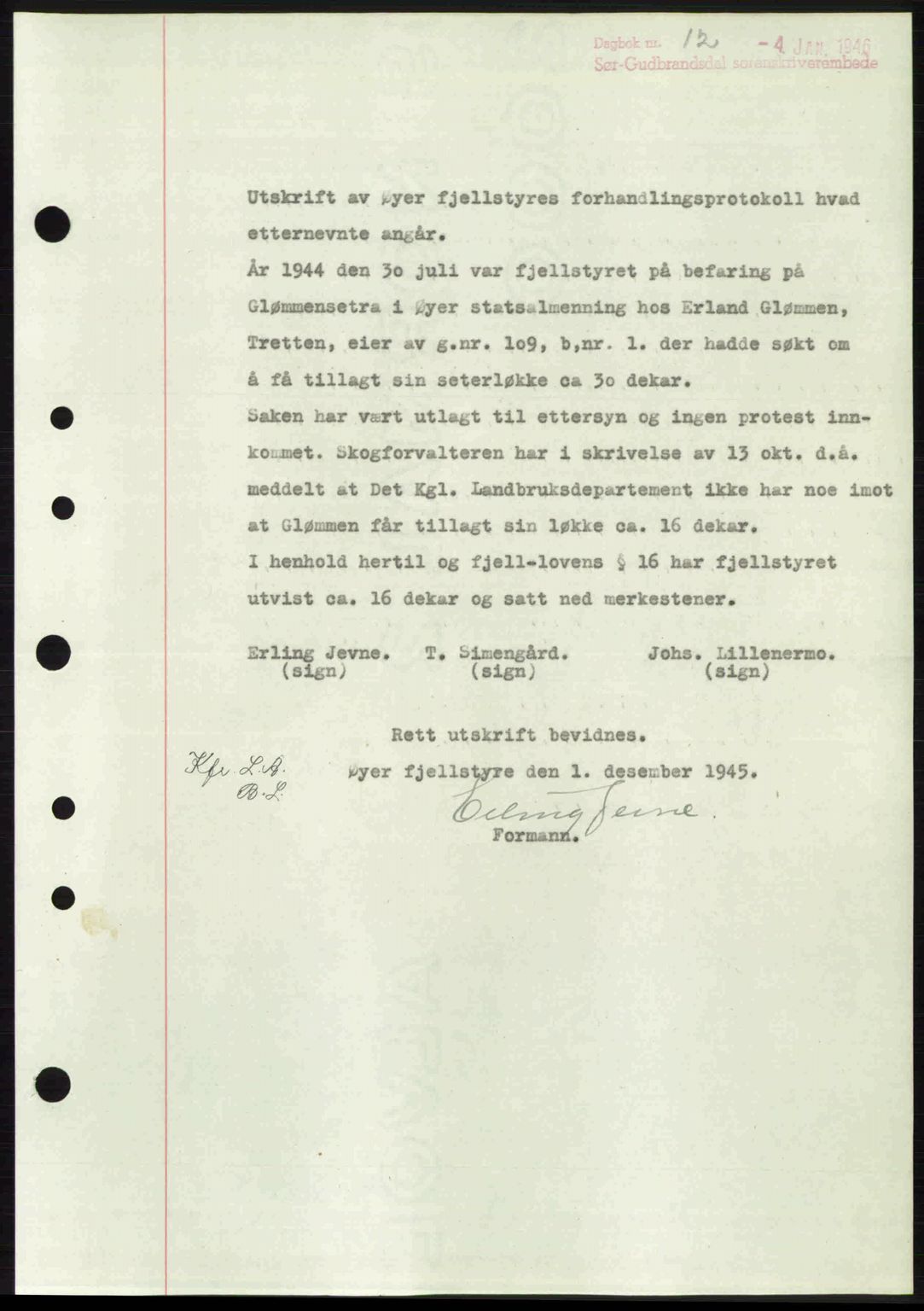 Sør-Gudbrandsdal tingrett, SAH/TING-004/H/Hb/Hbd/L0015: Pantebok nr. A15, 1945-1946, Dagboknr: 12/1946