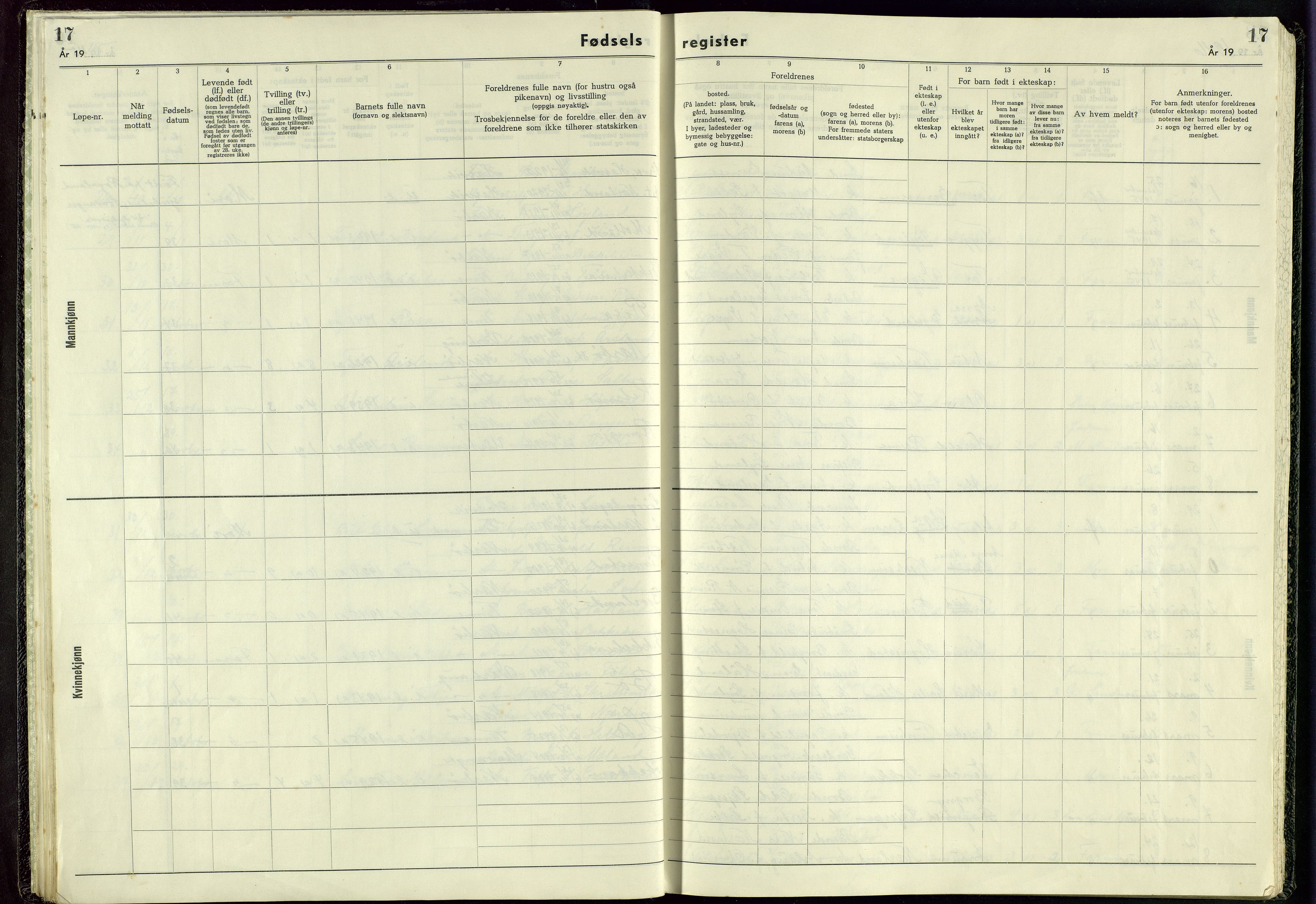 Hå sokneprestkontor, SAST/A-101801/002/C/L0002: Fødselsregister nr. 2, 1946-1952, s. 17