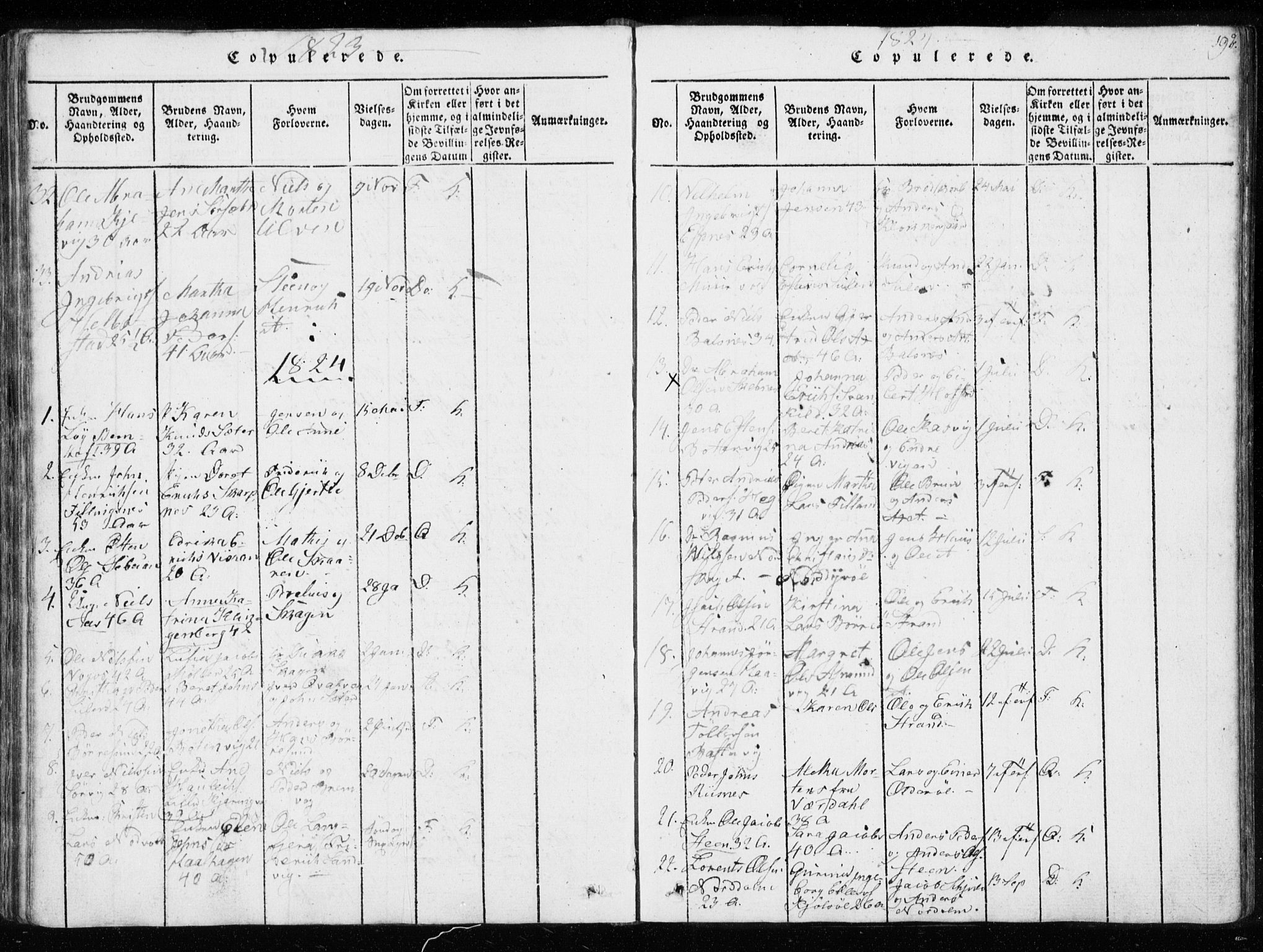 Ministerialprotokoller, klokkerbøker og fødselsregistre - Sør-Trøndelag, SAT/A-1456/634/L0527: Ministerialbok nr. 634A03, 1818-1826, s. 192