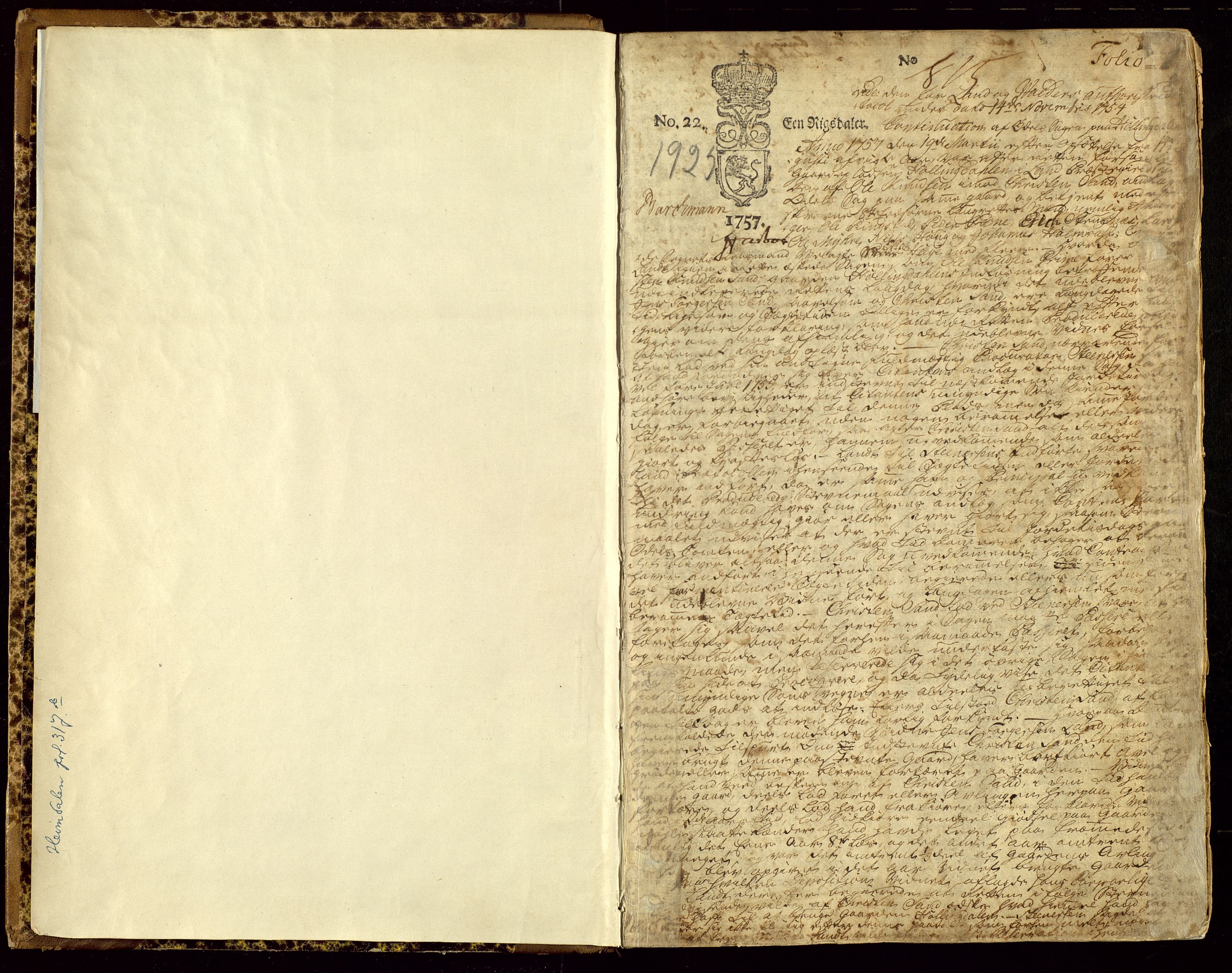 Hadeland, Land og Valdres sorenskriveri, SAH/TING-028/G/Gc/L0001: Ekstrarettsprotokoll, 1757-1764, s. 1a