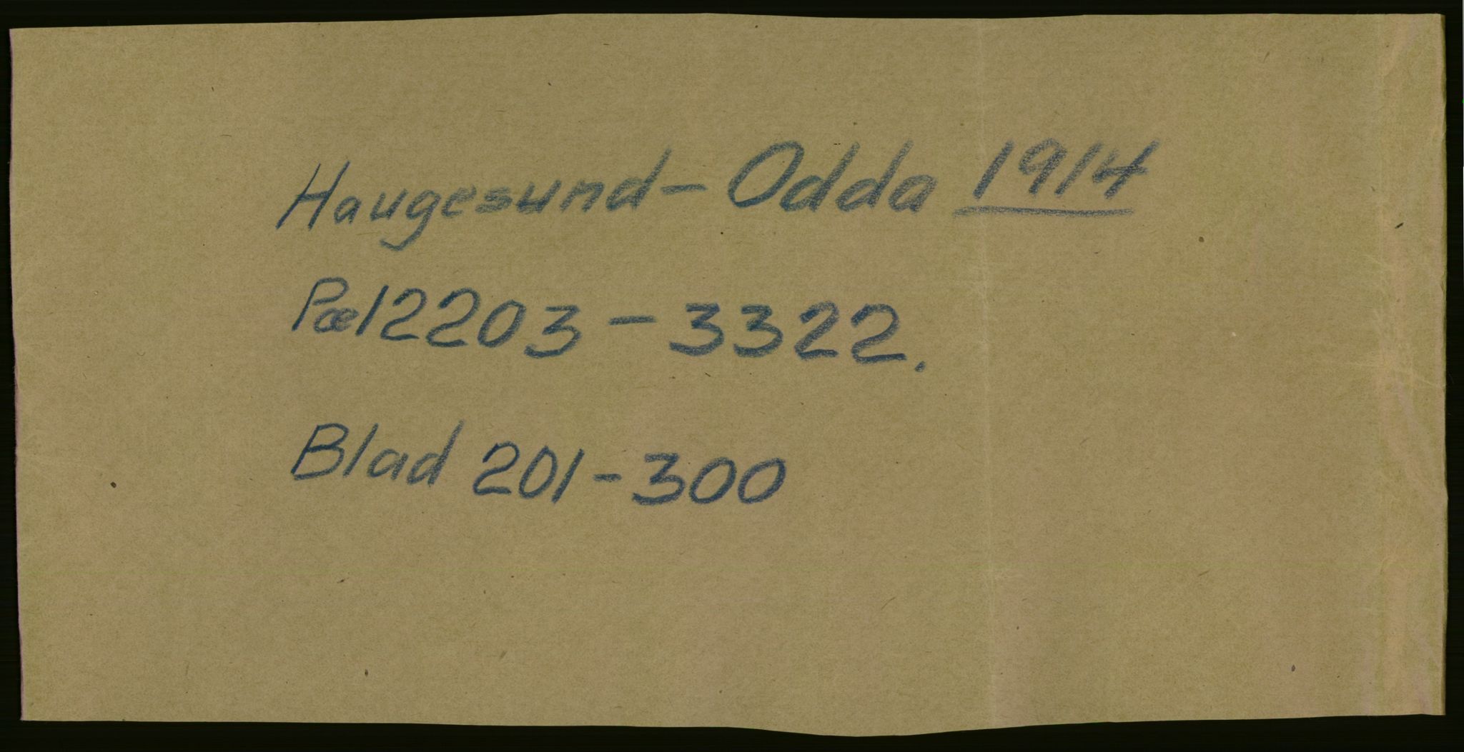 Norges Statsbaner, Jernbaneundersøkelsen, RA/S-4122/F/Fa/L0202: Haugesund - Odda, 1914