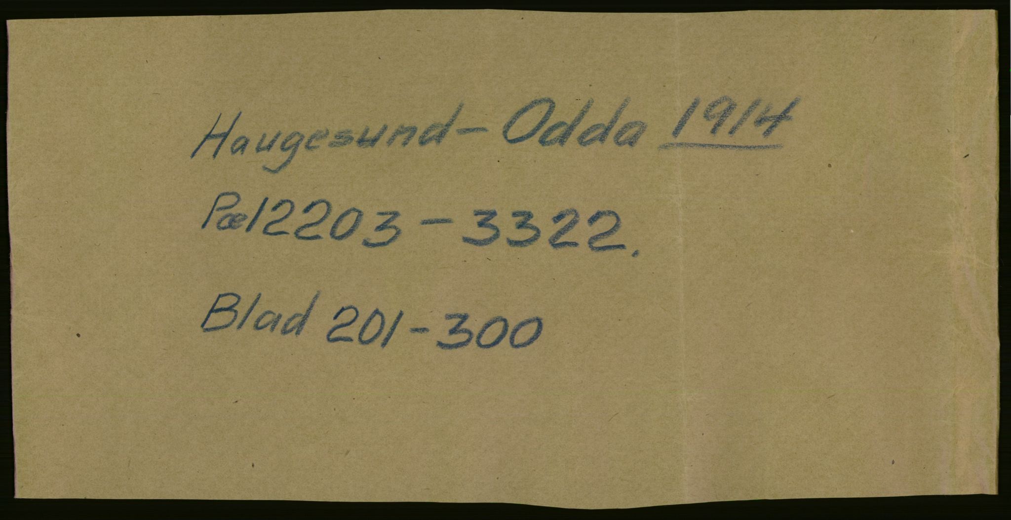 Norges Statsbaner, Jernbaneundersøkelsen, AV/RA-S-4122/F/Fa/L0202: Haugesund - Odda, 1914