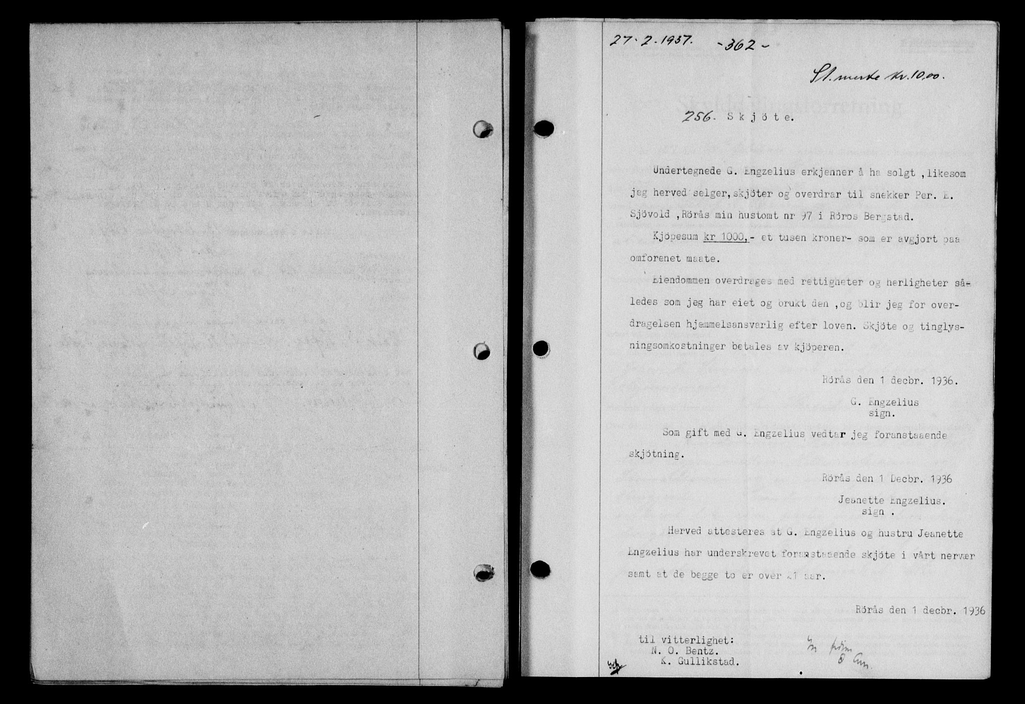 Gauldal sorenskriveri, SAT/A-0014/1/2/2C/L0046: Pantebok nr. 49-50, 1936-1937, Dagboknr: 256/1937