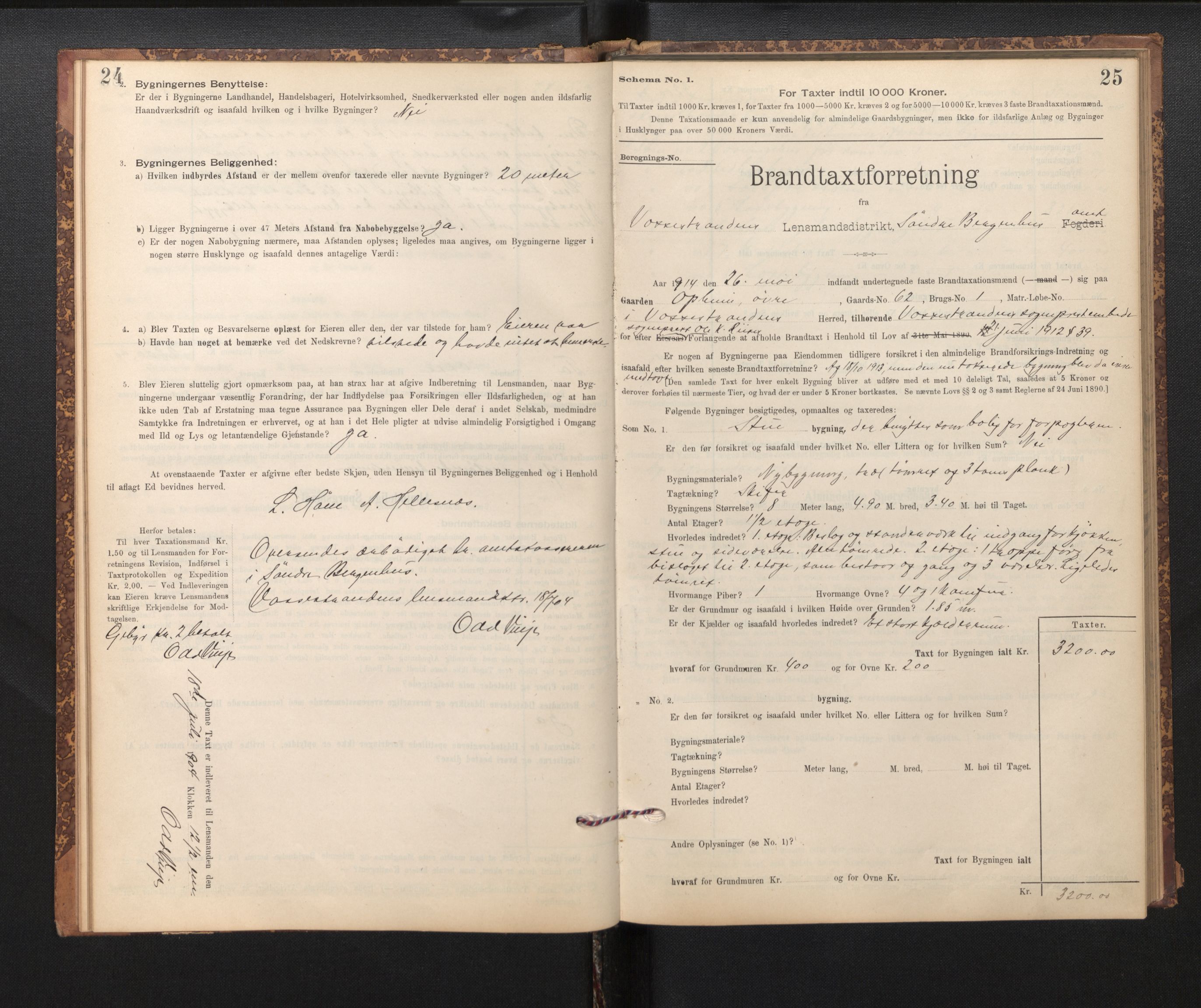 Lensmannen i Vossestrand, SAB/A-35901/0012/L0001b: Branntakstprotokoll, skjematakst, 1895-1928, s. 24-25