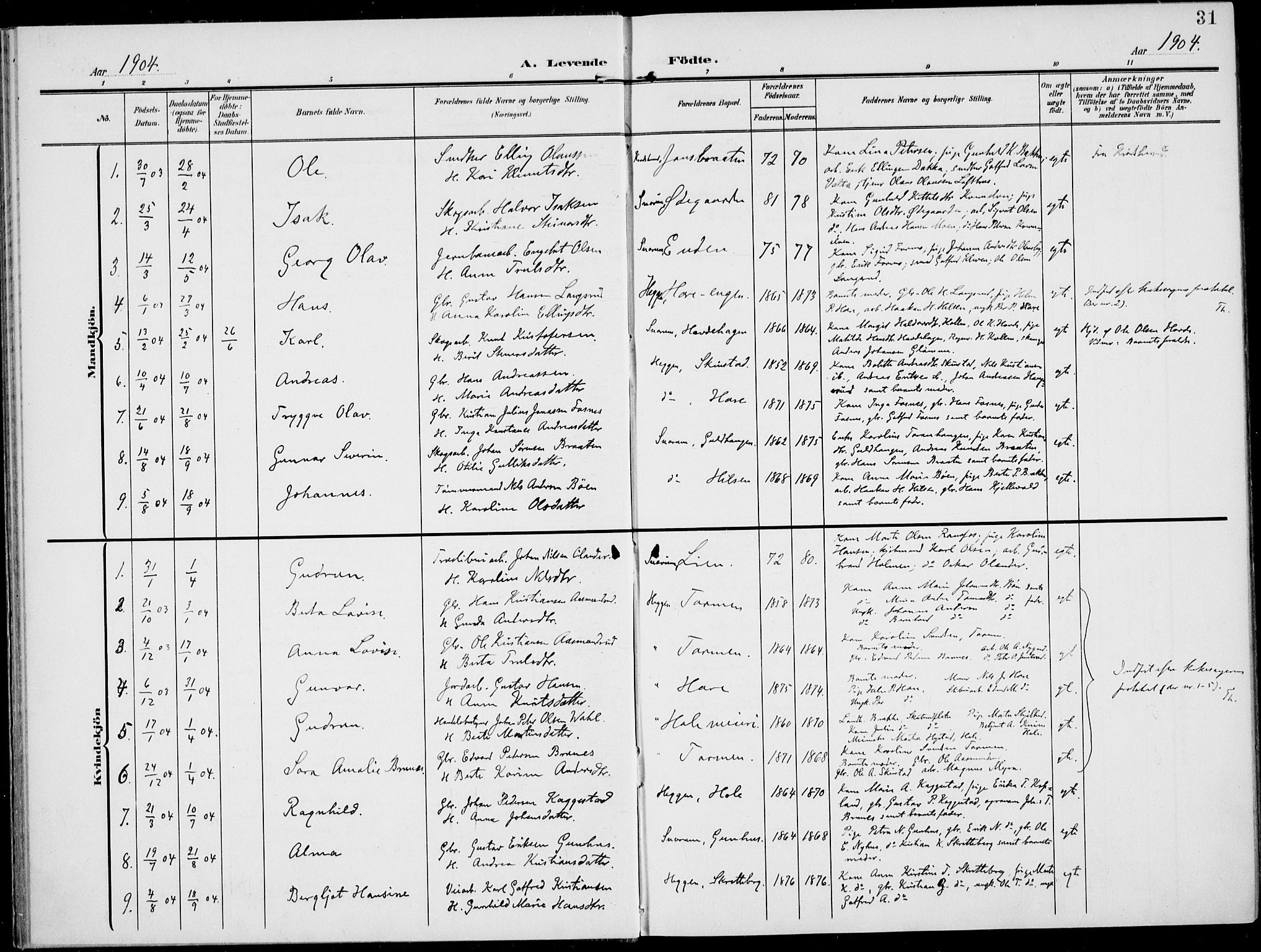 Modum kirkebøker, AV/SAKO-A-234/F/Fa/L0019: Ministerialbok nr. 19, 1890-1914, s. 31