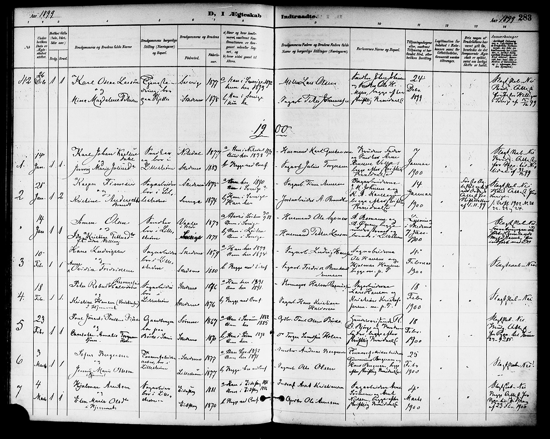 Skedsmo prestekontor Kirkebøker, AV/SAO-A-10033a/F/Fa/L0014: Ministerialbok nr. I 14, 1892-1901, s. 283