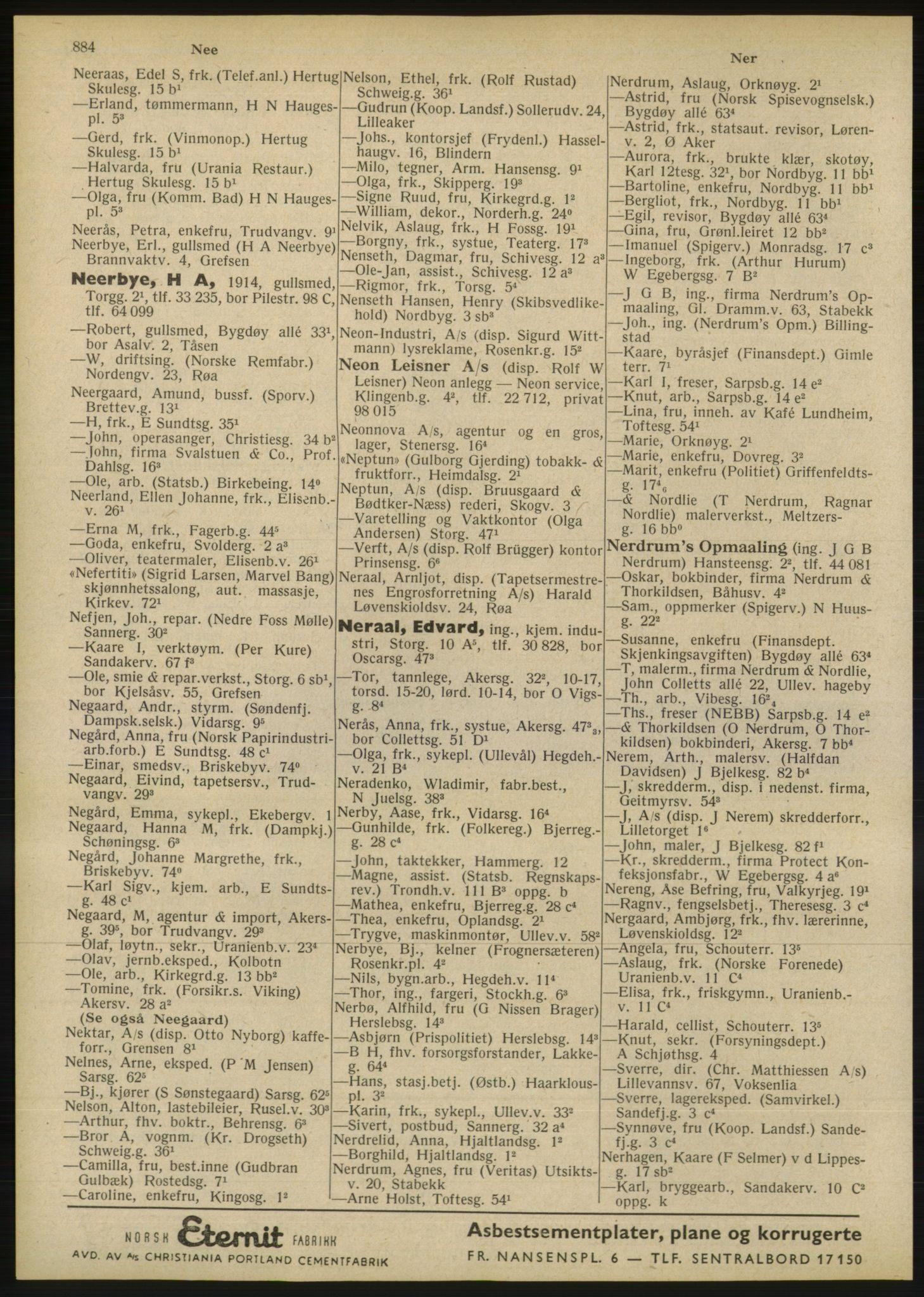 Kristiania/Oslo adressebok, PUBL/-, 1946, s. 884