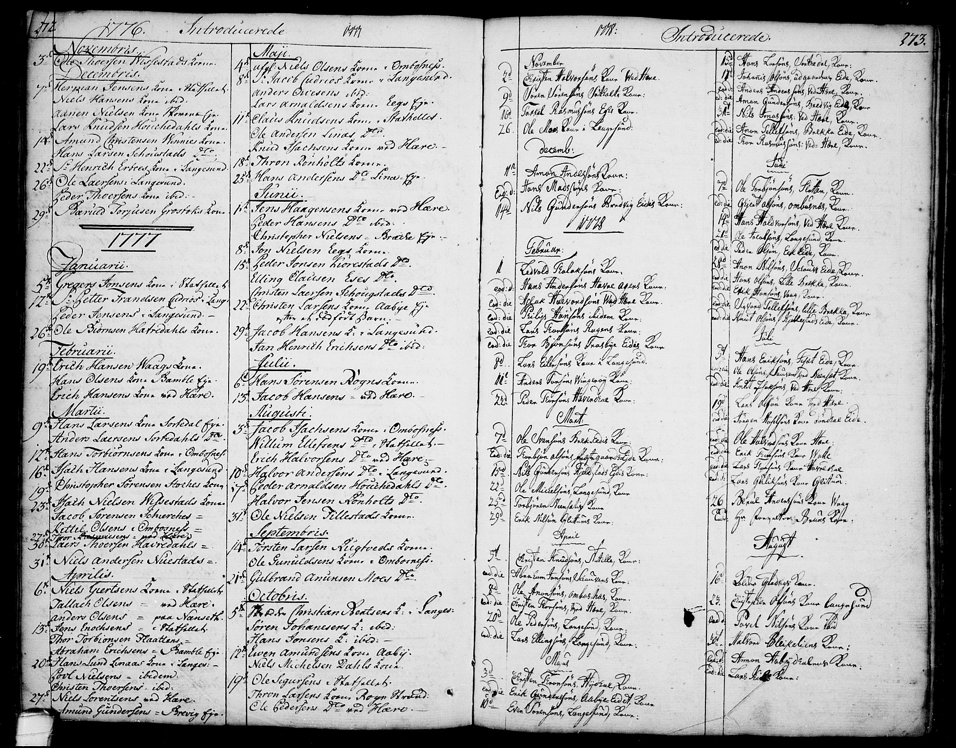 Bamble kirkebøker, AV/SAKO-A-253/F/Fa/L0002: Ministerialbok nr. I 2, 1775-1814, s. 272-273