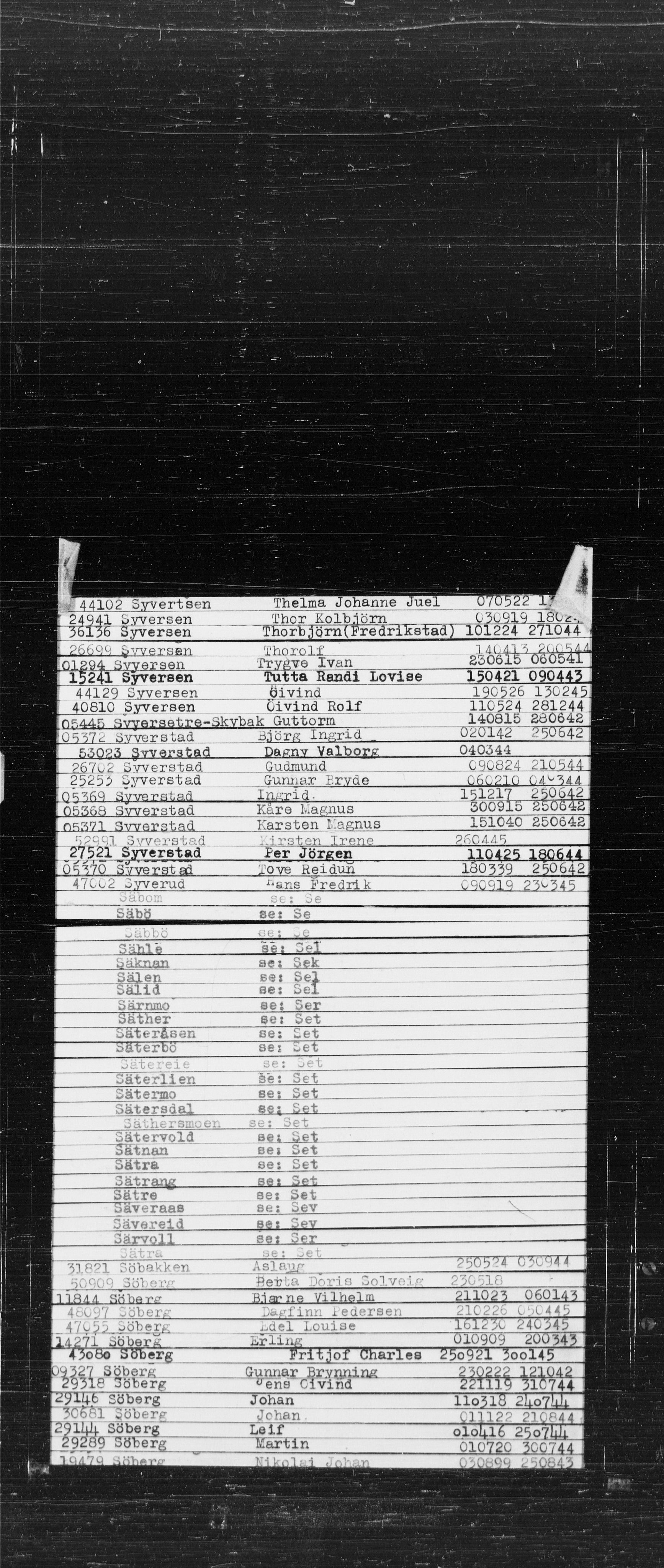 Den Kgl. Norske Legasjons Flyktningskontor, RA/S-6753/V/Va/L0022: Kjesäterkartoteket.  Alfabetisk register, A-Å., 1940-1945, s. 855
