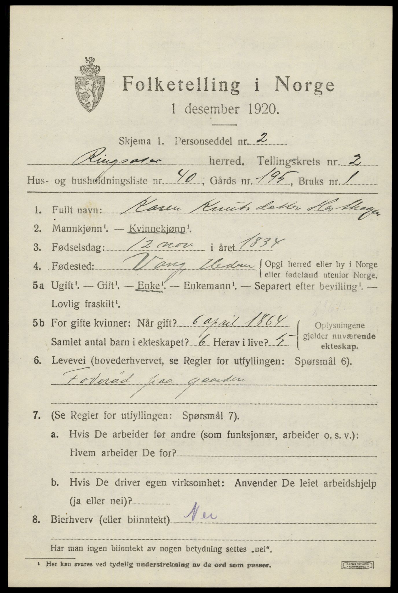 SAH, Folketelling 1920 for 0412 Ringsaker herred, 1920, s. 6832