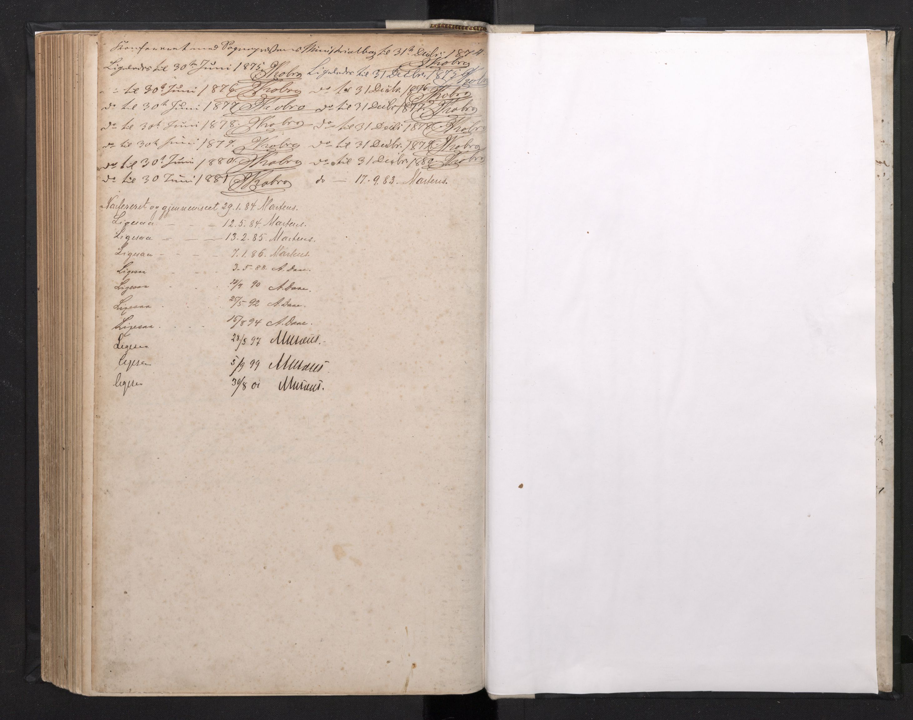 Manger sokneprestembete, AV/SAB-A-76801/H/Hab: Klokkerbok nr. A 1, 1874-1901, s. 179b-180a